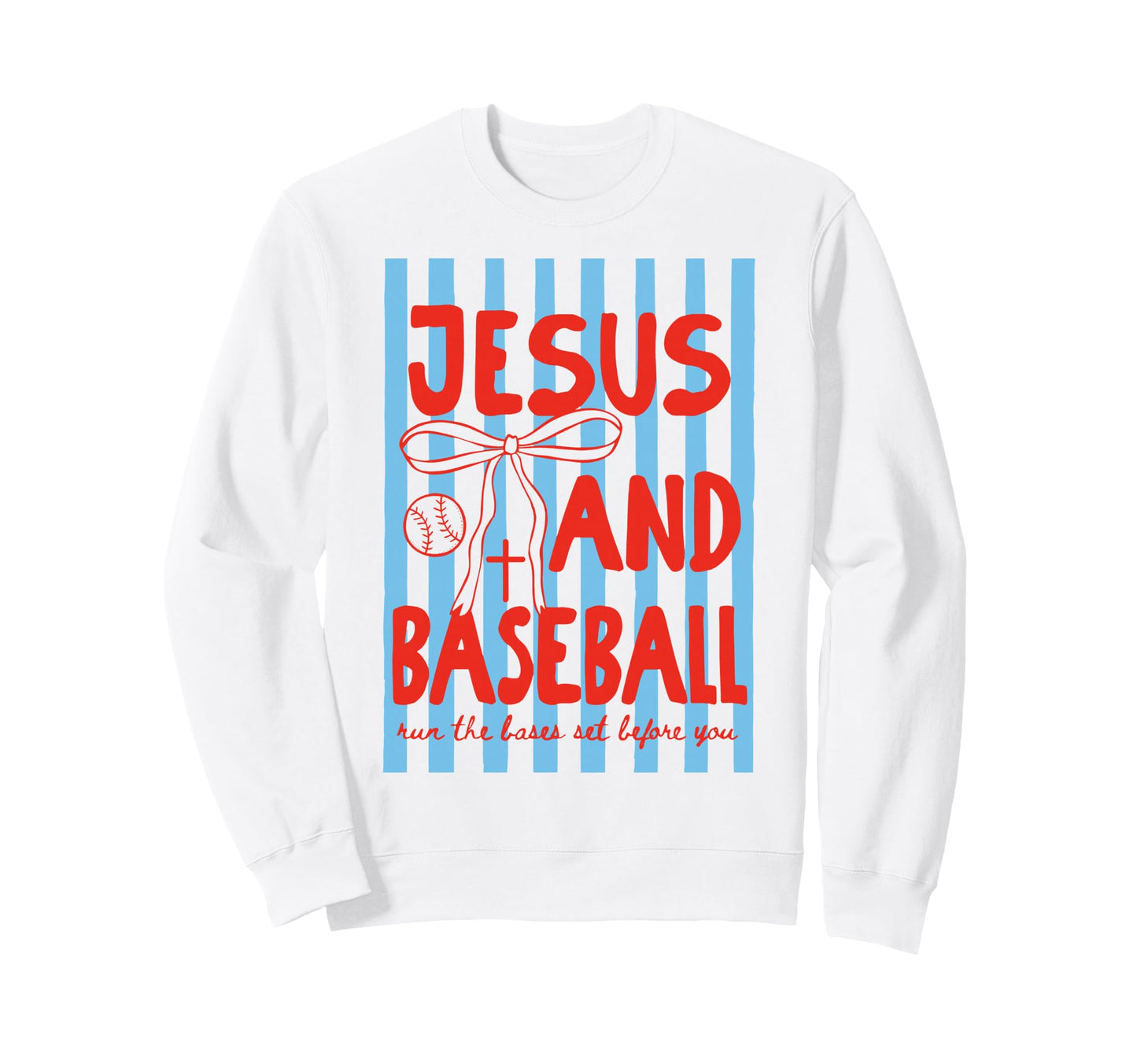 Jesus And Baseball Coquette Sweatshirt - Novelty Apparel for Adults - T-Shirt, Sweatshirt, Hoodie