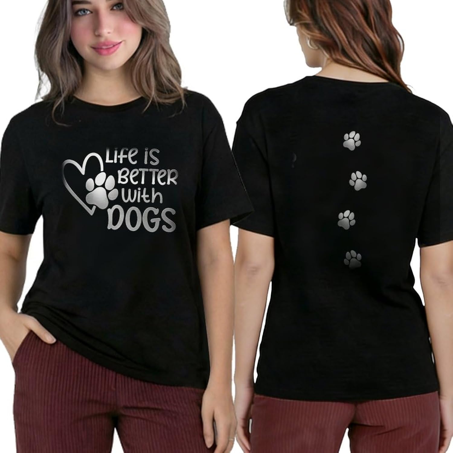 Funny Dog for Women, Life is Better with Dogs Cotton - Adult & Kids T-Shirts, Sweatshirts & Hoodies apparel design preview 1