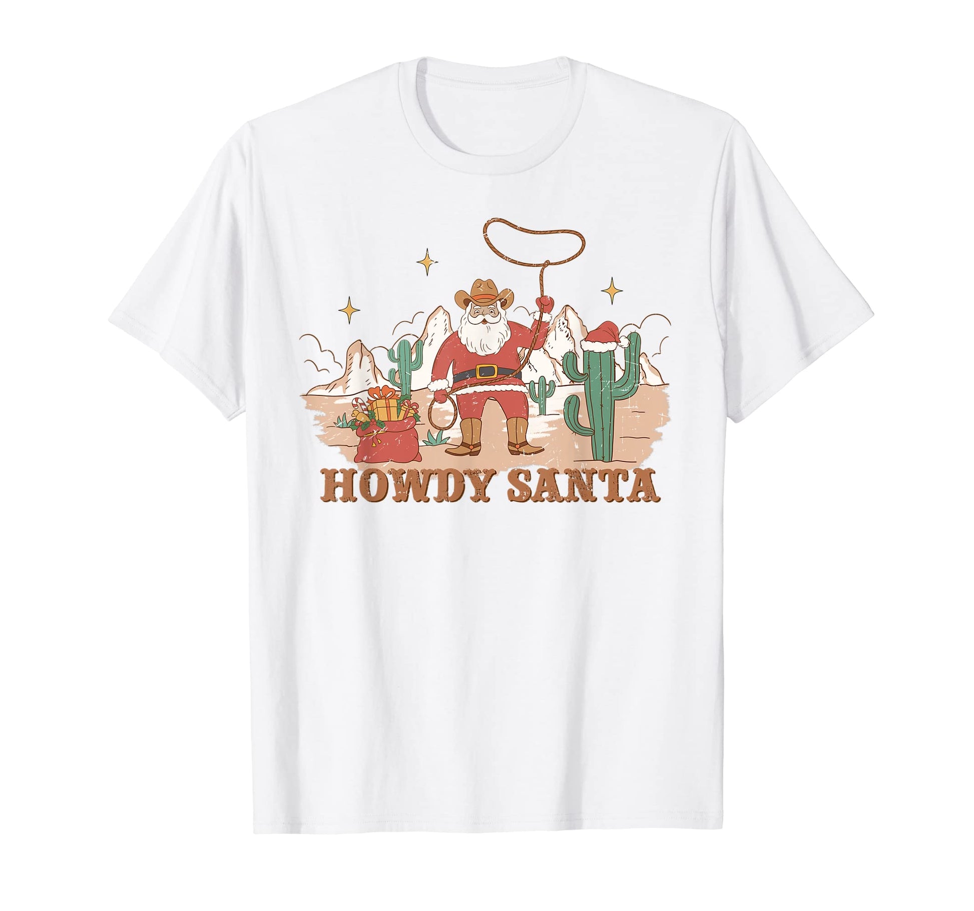 Western Howdy Santa Cowboy Cactus Hat T-Shirt - Unique Graphic Men Women - T-Shirt, Sweatshirt, Hoodie