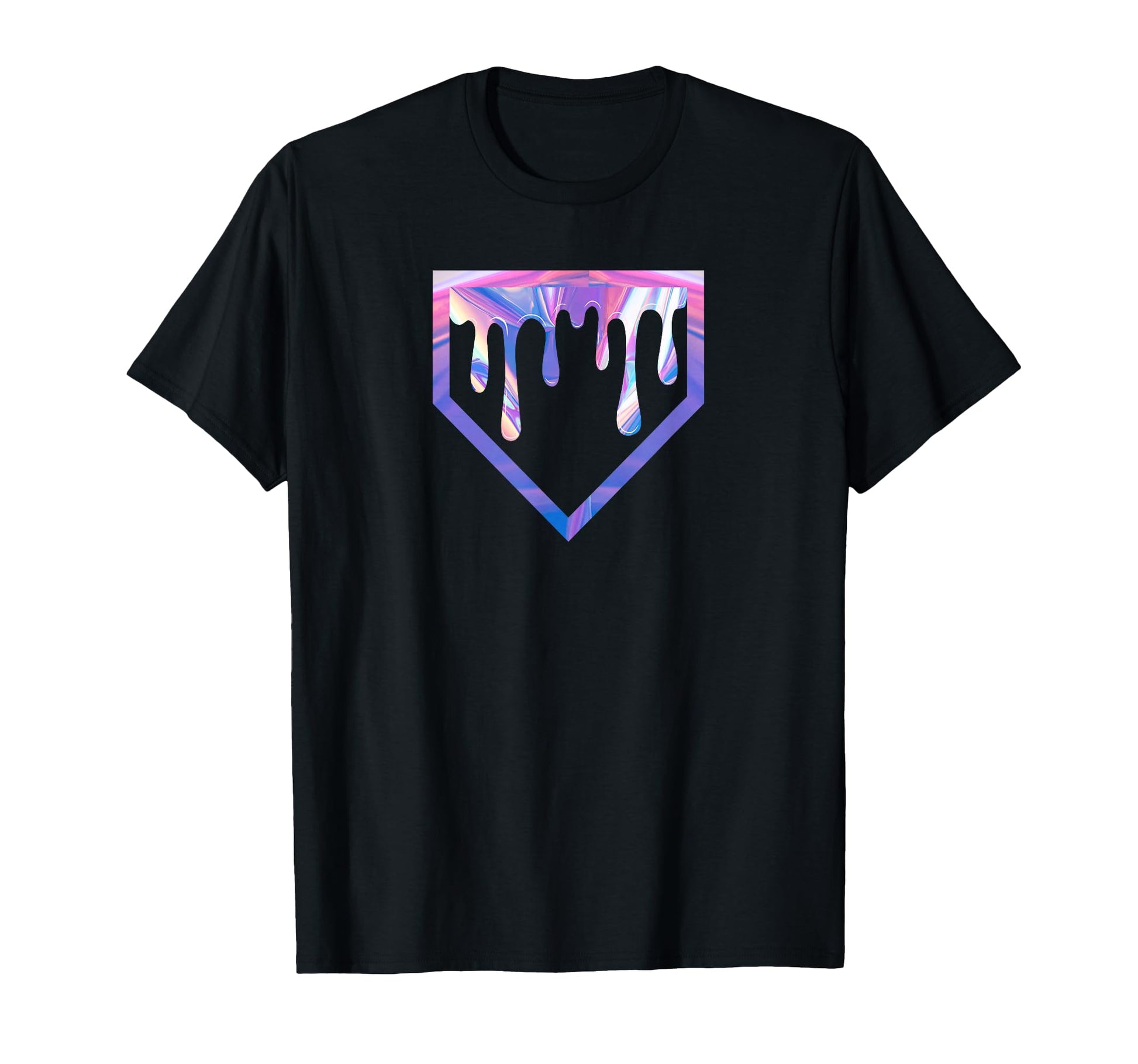 Baseball Home Plate Drip Melting Holo T-Shirt - Graphic Print Unisex - T-Shirt, Sweatshirt, Hoodie