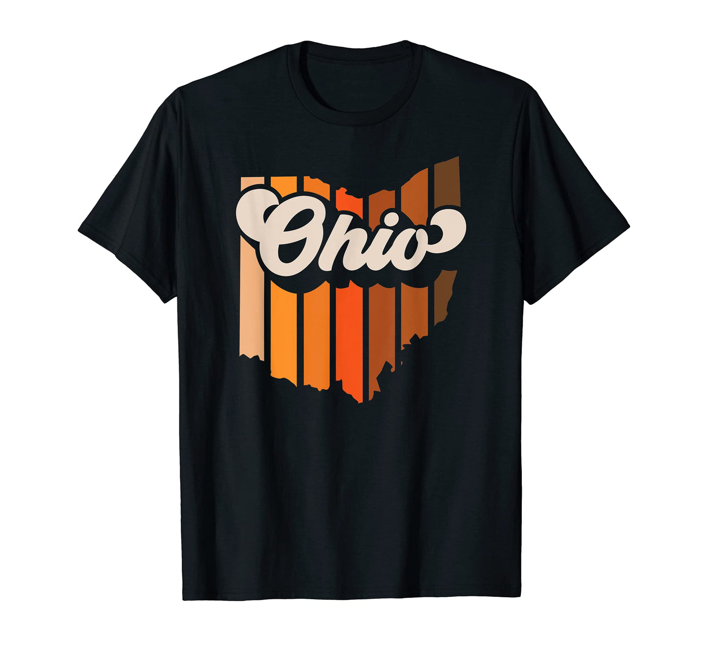Ohio 70S Stripe State Silhouette T-Shirt - Streetwear Style for Adults - T-Shirt, Sweatshirt, Hoodie