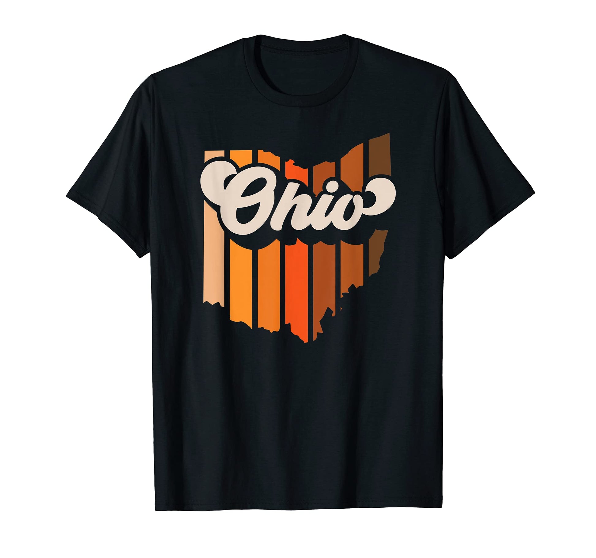 Ohio 70S Stripe State Silhouette T-Shirt - Streetwear Style for Adults - T-Shirt, Sweatshirt, Hoodie