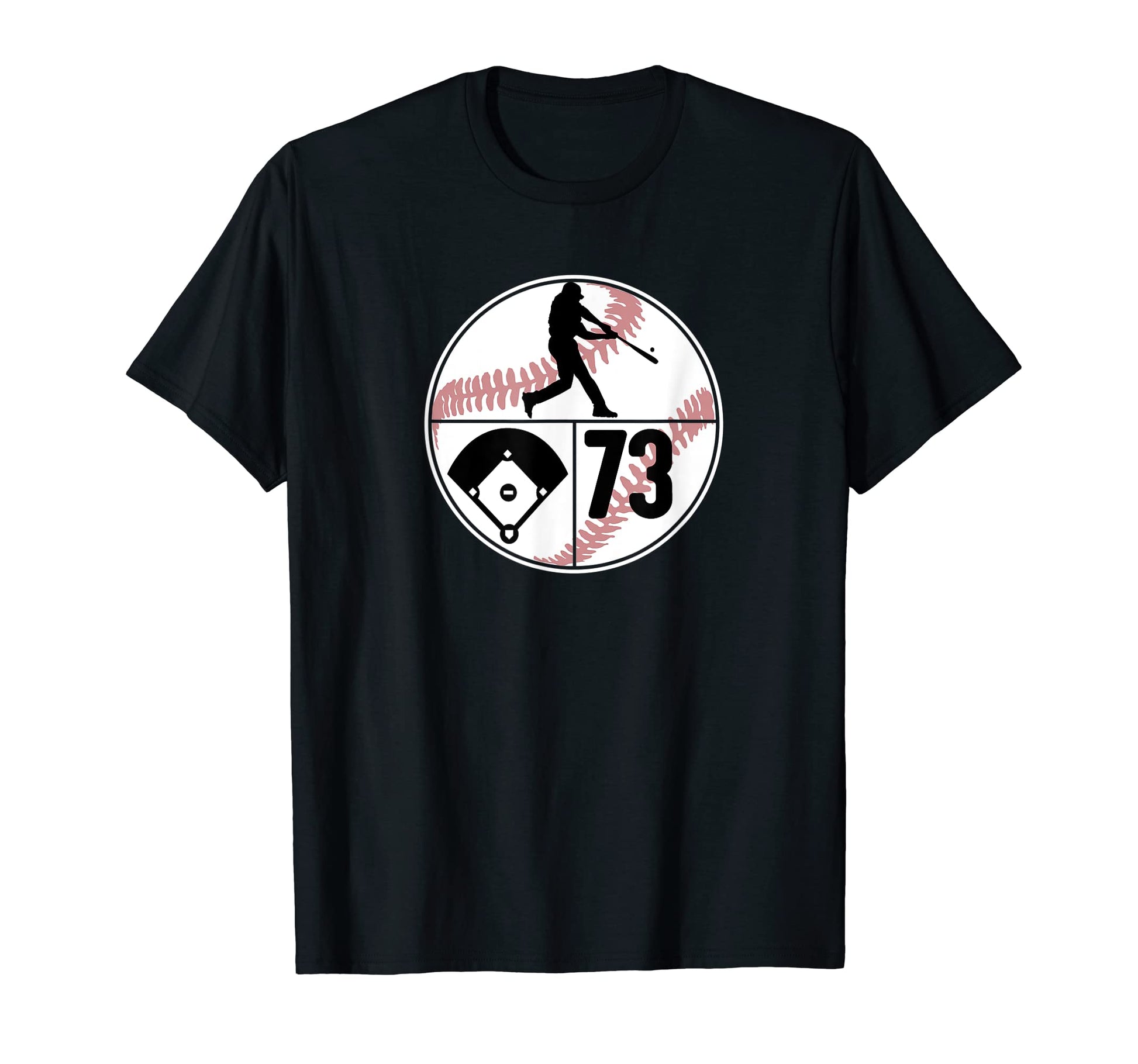 Number 73 73 Player Batter Homerun Field T-Shirt - Unique Graphic Unisex - T-Shirt, Sweatshirt, Hoodie