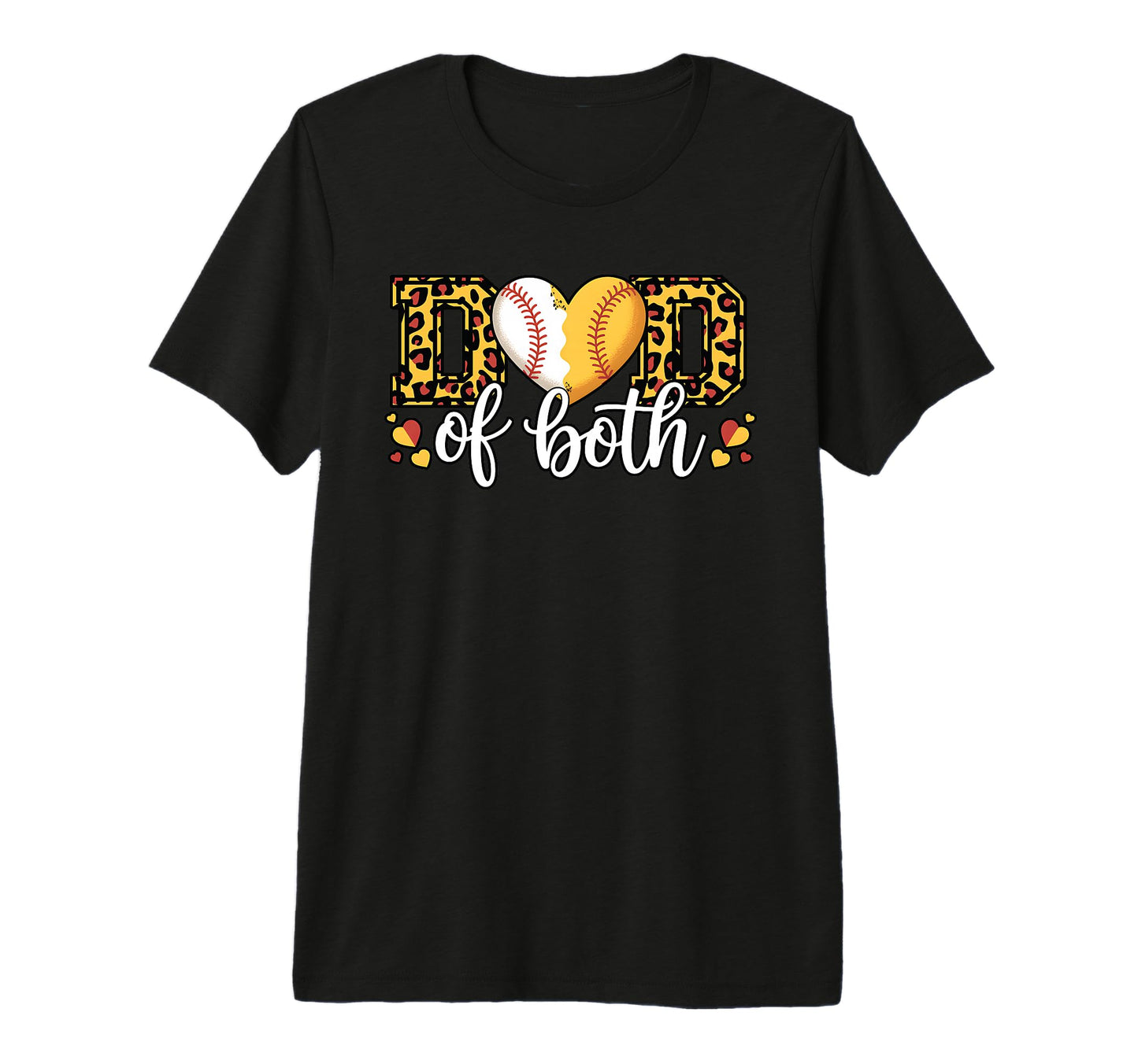 Dad Both Baseball Softball Heart T-Shirt - Fun Novelty Design for Adults - T-Shirt, Sweatshirt, Hoodie