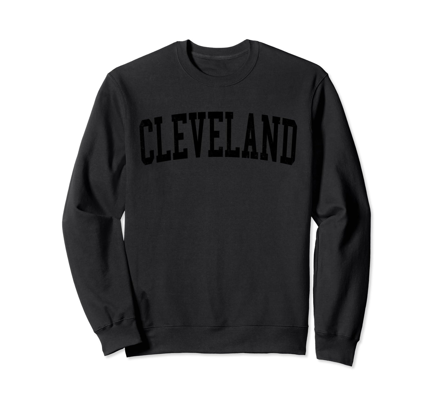 Cleveland Oh Distressed Black Sweatshirt - Aesthetic Graphic for Adults - T-Shirt, Sweatshirt, Hoodie