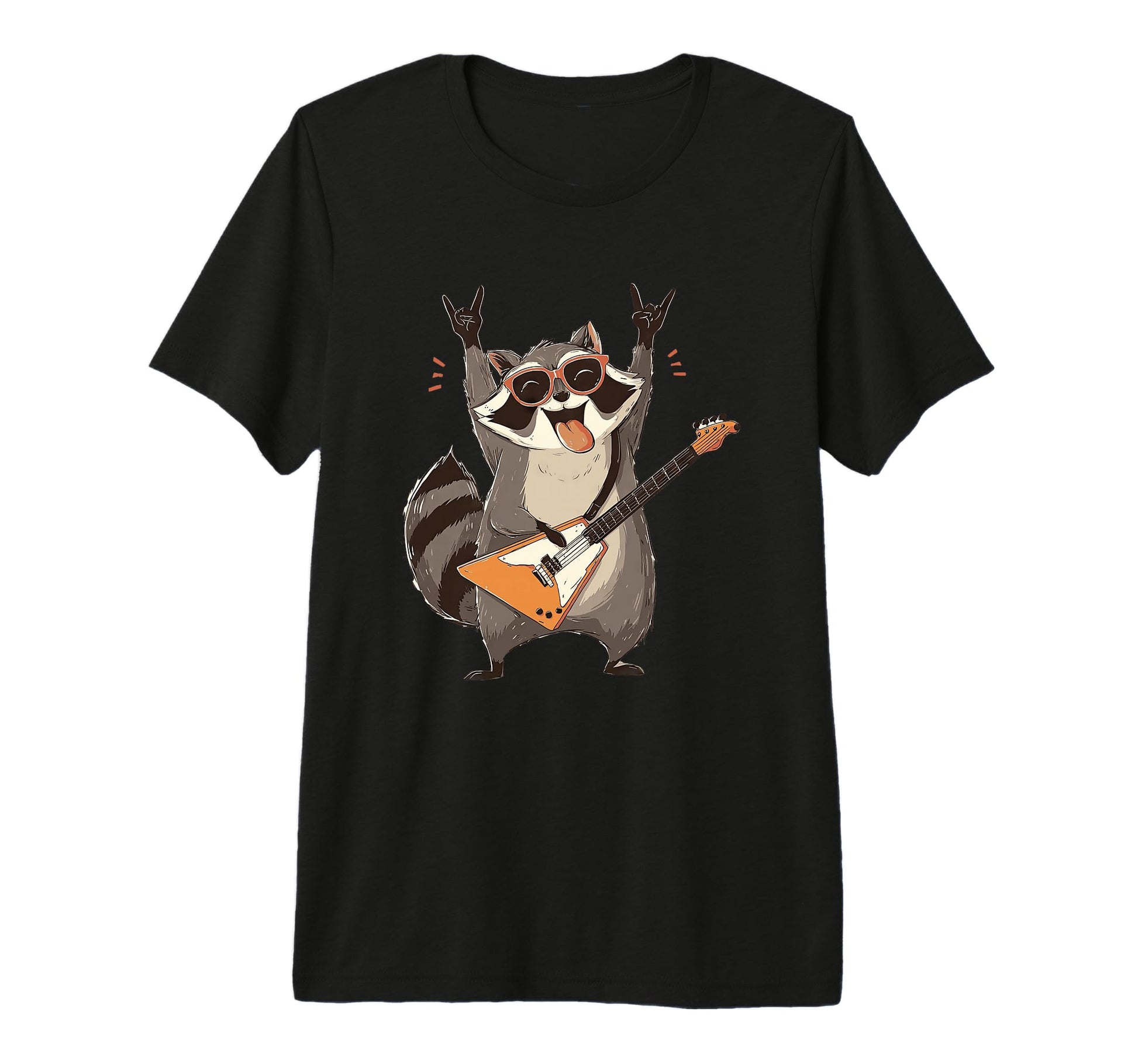 Funny Rock Raccoon Guitar Player Tri Blend T-Shirt - Novelty Apparel Unisex - T-Shirt, Sweatshirt, Hoodie