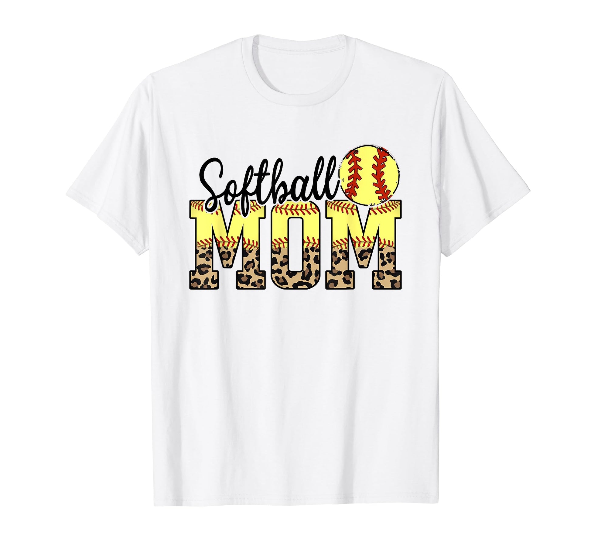 Softball Mom Leopard Funny Softball T-Shirt - Custom Art Print for Adults - T-Shirt, Sweatshirt, Hoodie