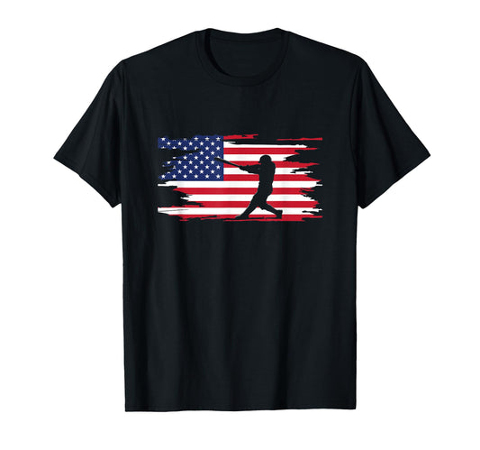 American Flag Baseball Baseball T-Shirt - Fun Novelty Design Men Women - T-Shirt, Sweatshirt, Hoodie