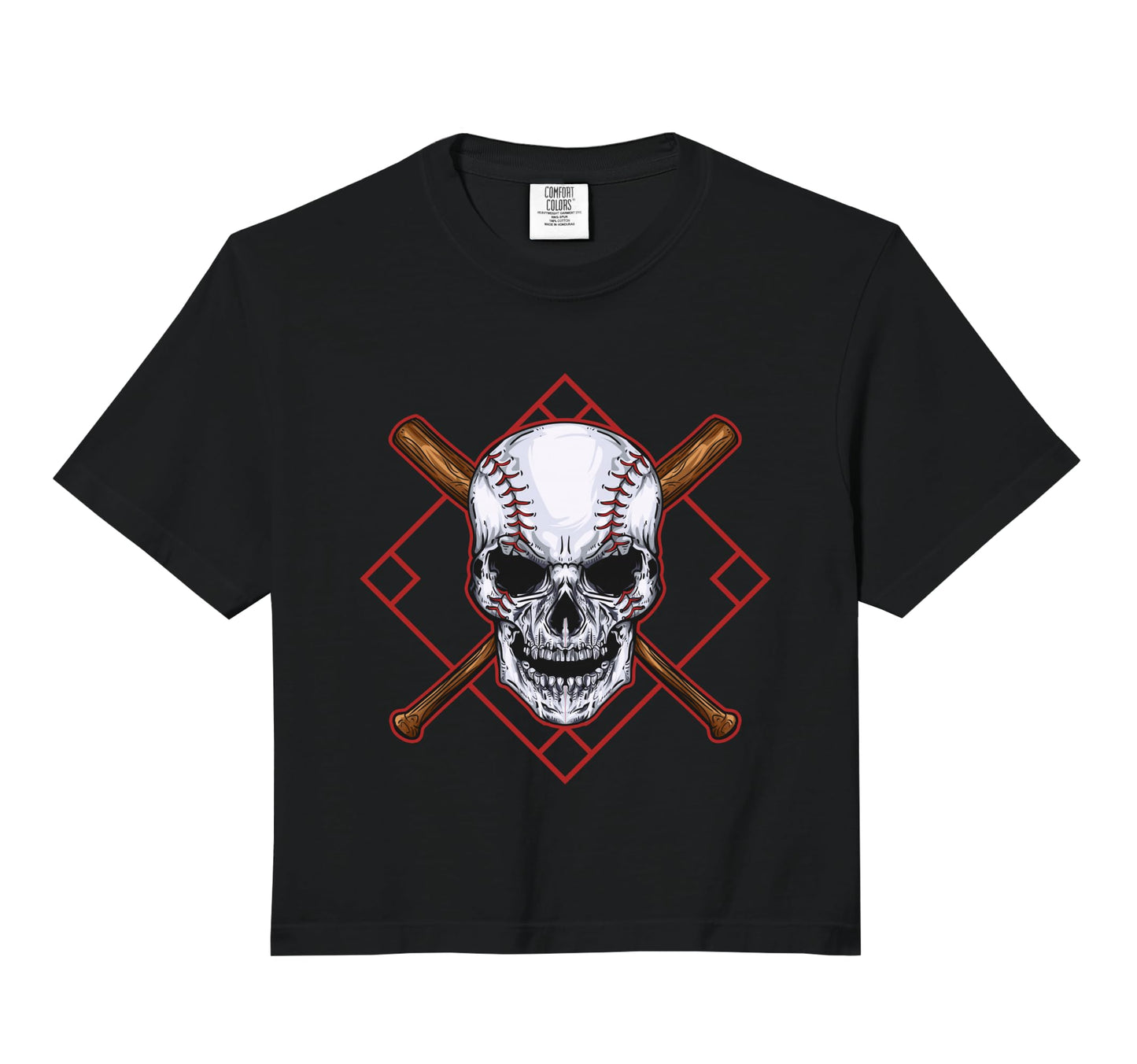 Skull And Baseball Fan Baseball Bats Hoodie - Minimalist Print for Adults - T-Shirt, Sweatshirt, Hoodie