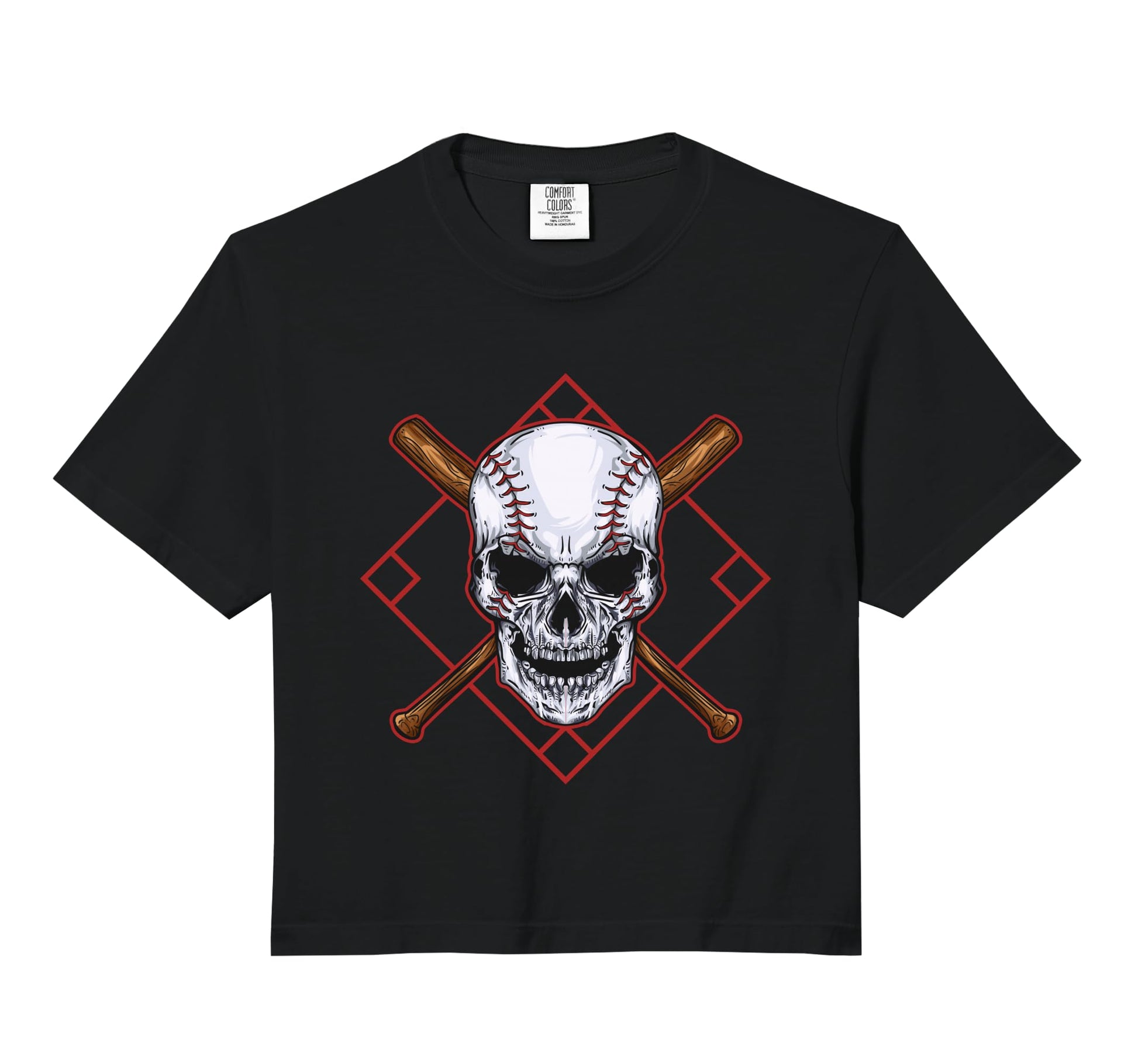 Skull And Baseball Fan Baseball Bats Hoodie - Minimalist Print for Adults - T-Shirt, Sweatshirt, Hoodie