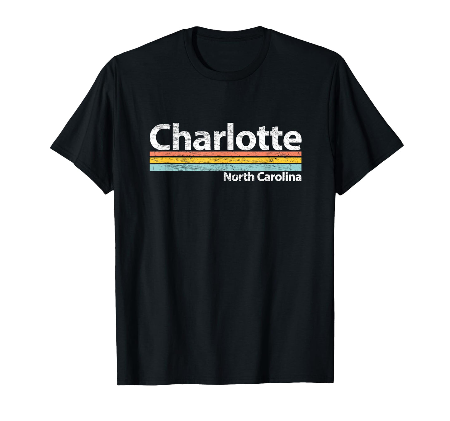 Charlotte North Carolina Worn Stripes T-Shirt - Aesthetic Graphic Unisex - T-Shirt, Sweatshirt, Hoodie