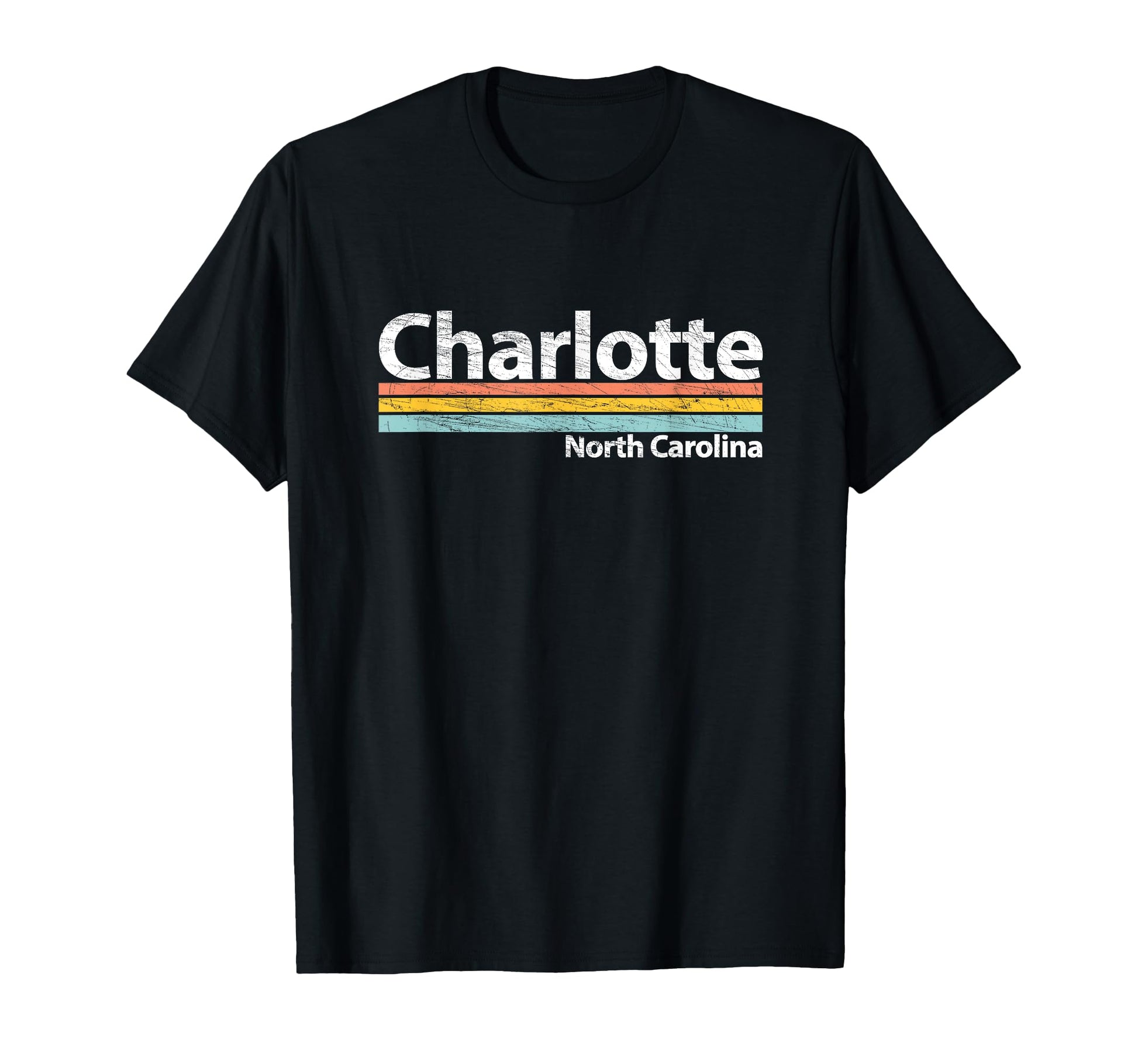 Charlotte North Carolina Worn Stripes T-Shirt - Aesthetic Graphic Unisex - T-Shirt, Sweatshirt, Hoodie