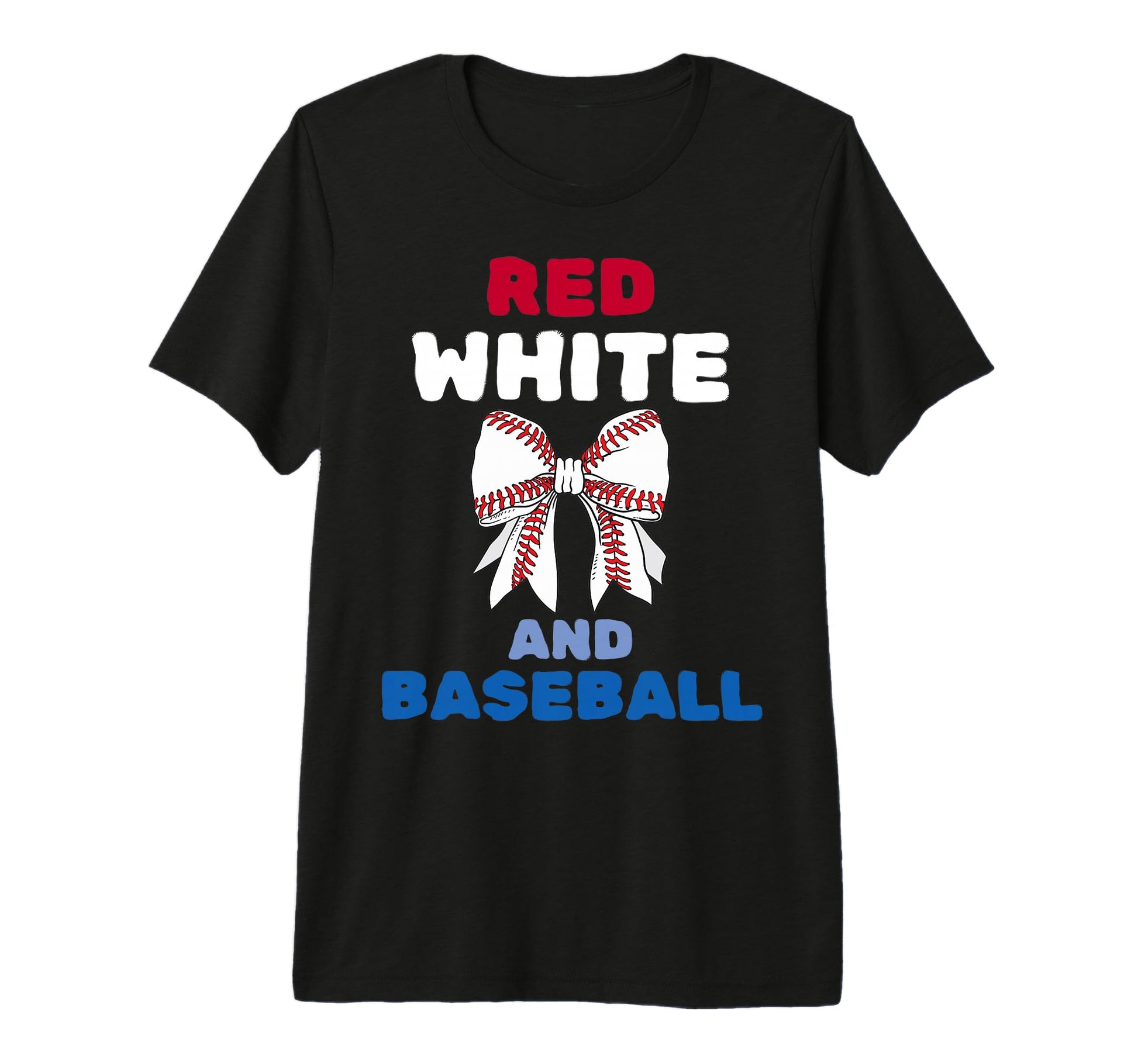 Red White And Baseball Coquette Bow T-Shirt - Minimalist Print for Adults - T-Shirt, Sweatshirt, Hoodie