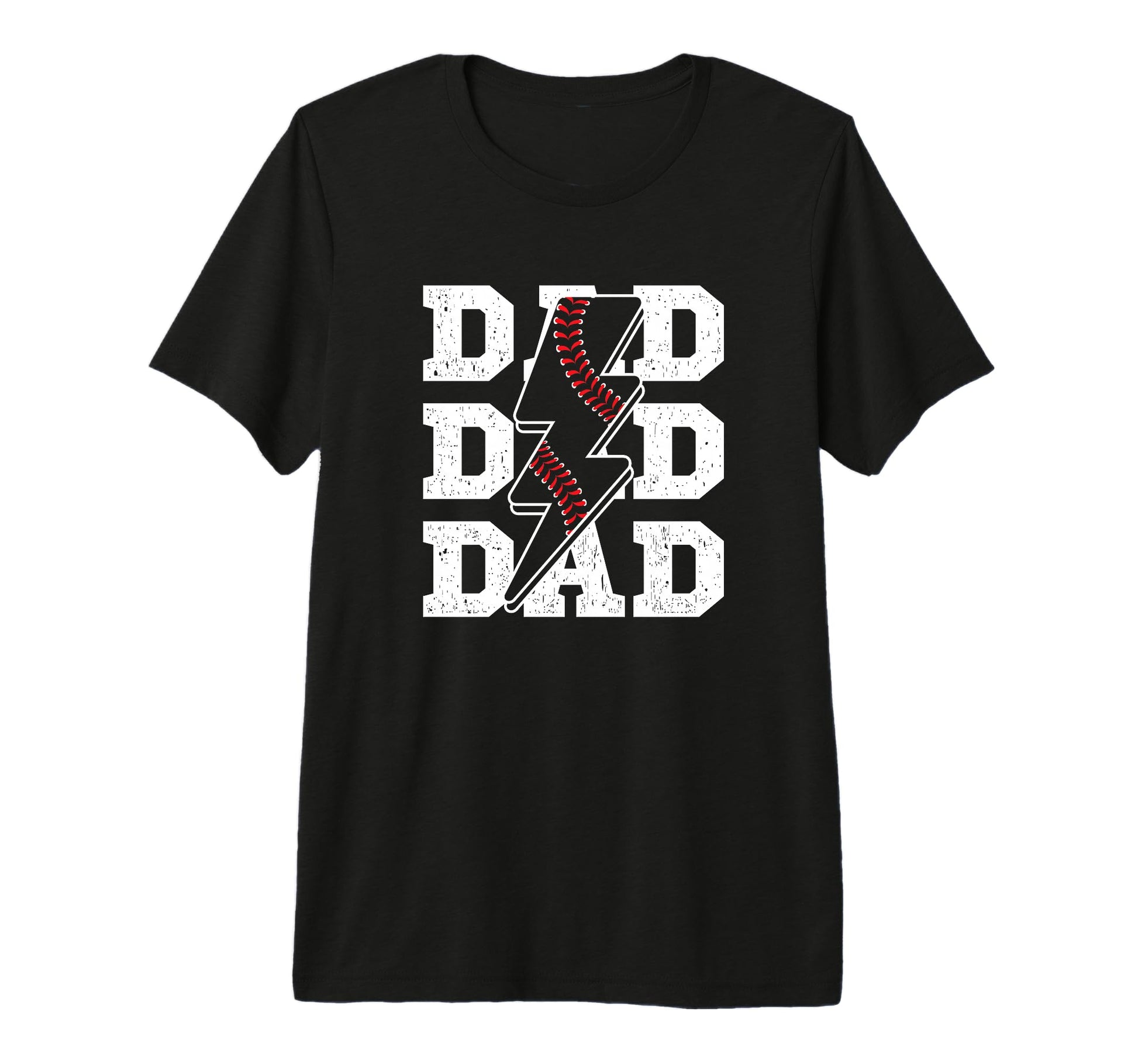 Mens Baseball Dad Distressed Lightning T-Shirt - Custom Art Print Unisex - T-Shirt, Sweatshirt, Hoodie