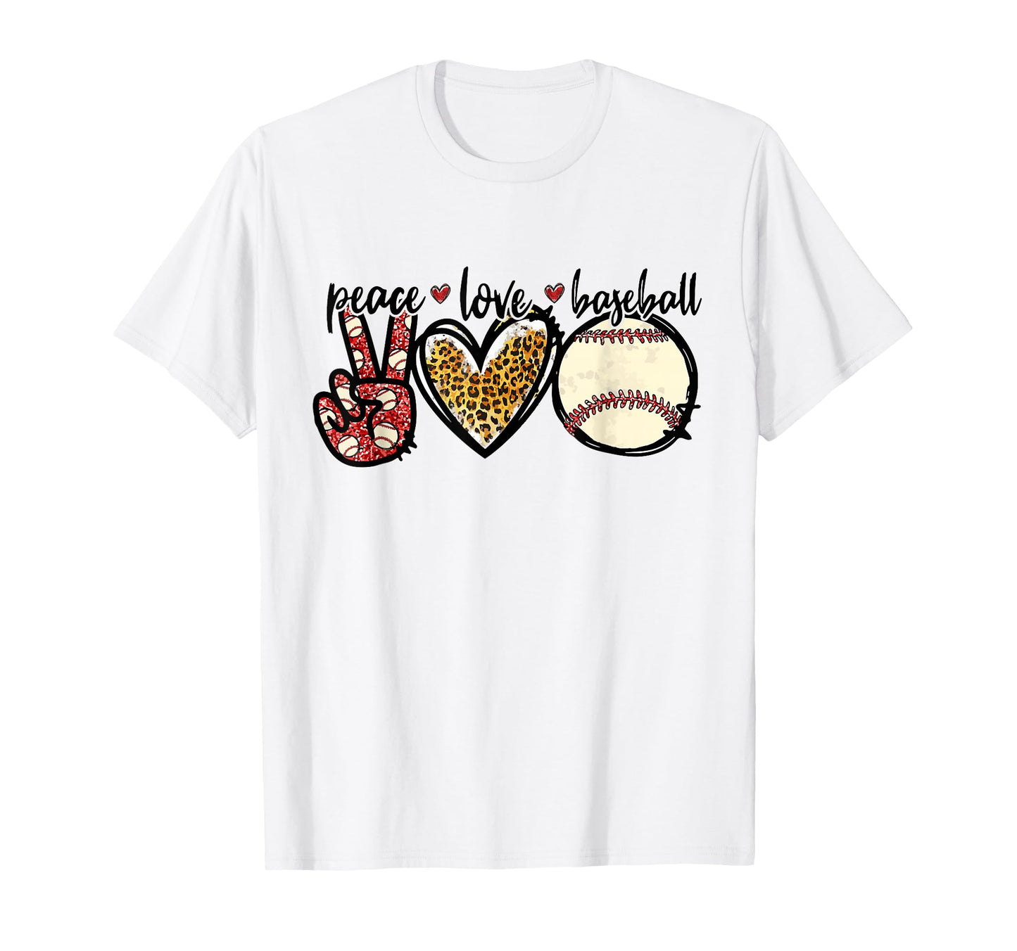 Peace Love Baseball Mom Leopard Cheetah T-Shirt - Trendy Graphic Unisex - T-Shirt, Sweatshirt, Hoodie