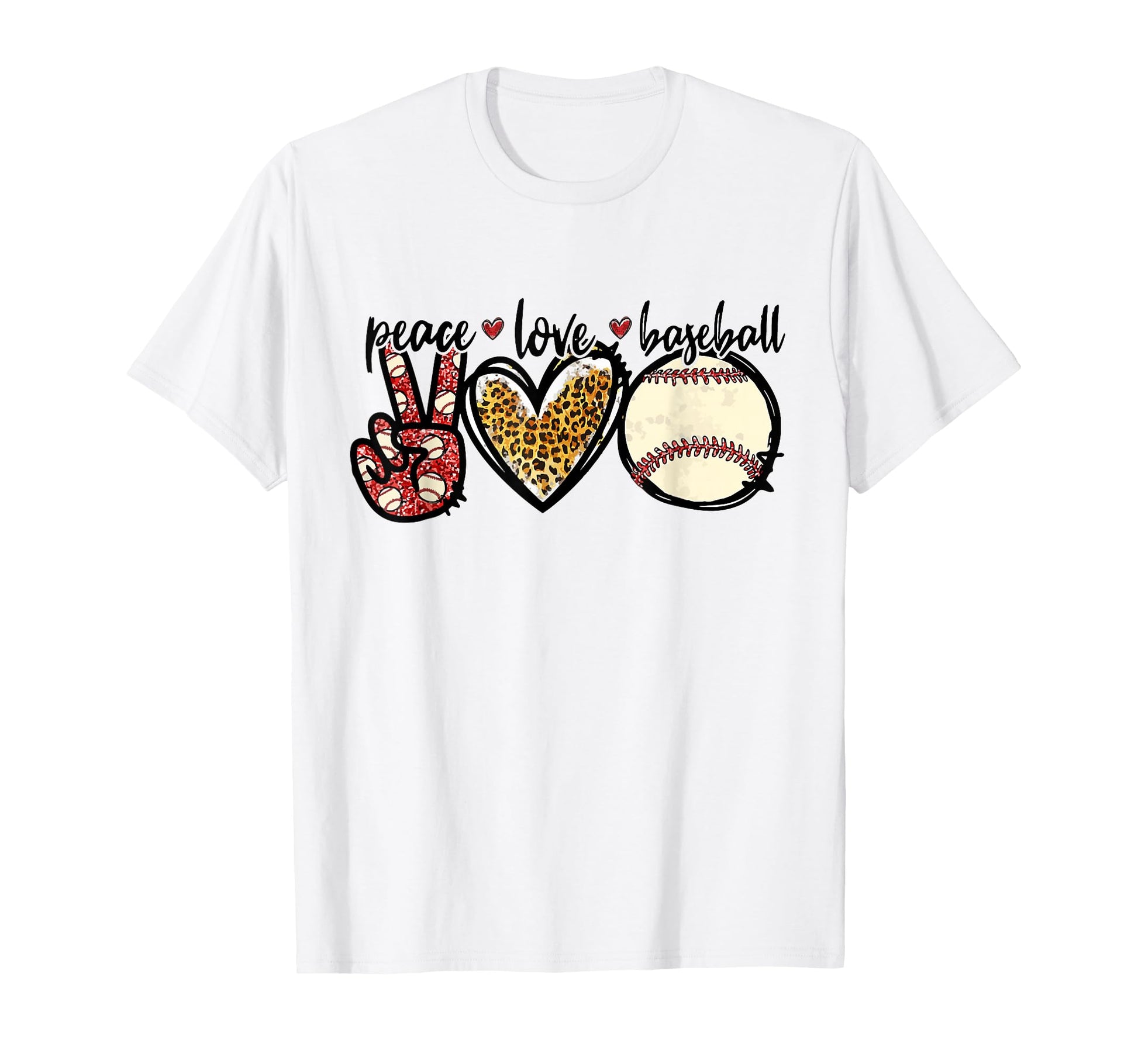 Peace Love Baseball Mom Leopard Cheetah T-Shirt - Trendy Graphic Unisex - T-Shirt, Sweatshirt, Hoodie