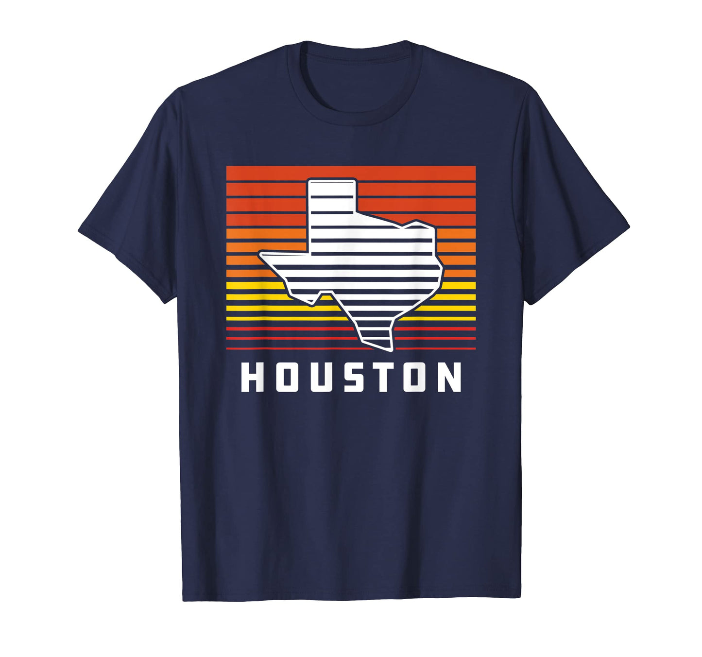 Houston Texas Sunset Gradient Stripes T-Shirt - Graphic Print Men Women - T-Shirt, Sweatshirt, Hoodie