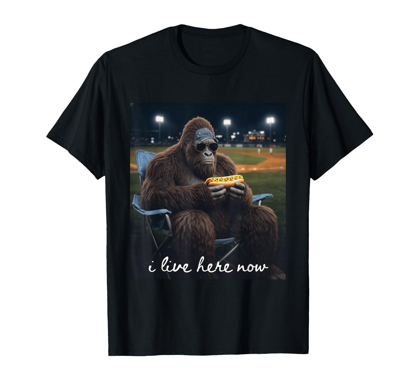 Funny Bigfoot Baseball Mom I Live Here T-Shirt - Custom Art Print Unisex - T-Shirt, Sweatshirt, Hoodie
