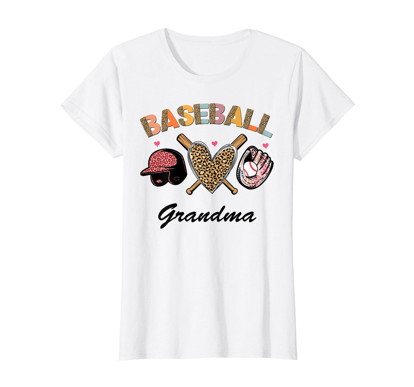 Baseball Grandma Leopard Heart Game Day T-Shirt - Custom Art Print Unisex - T-Shirt, Sweatshirt, Hoodie