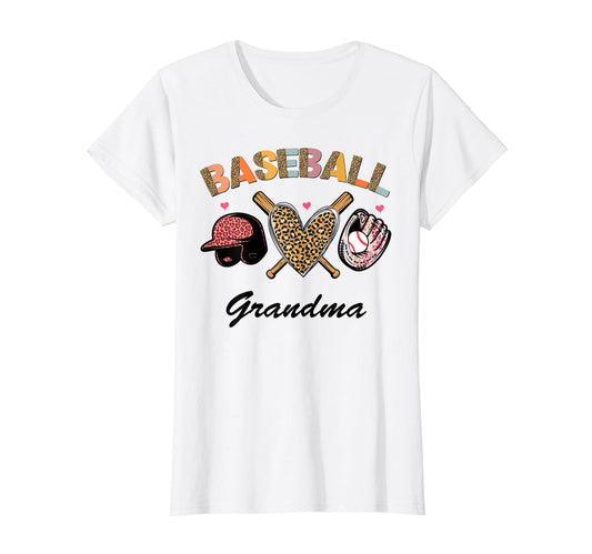 Baseball Grandma Leopard Heart Game Day T-Shirt - Custom Art Print Unisex - T-Shirt, Sweatshirt, Hoodie