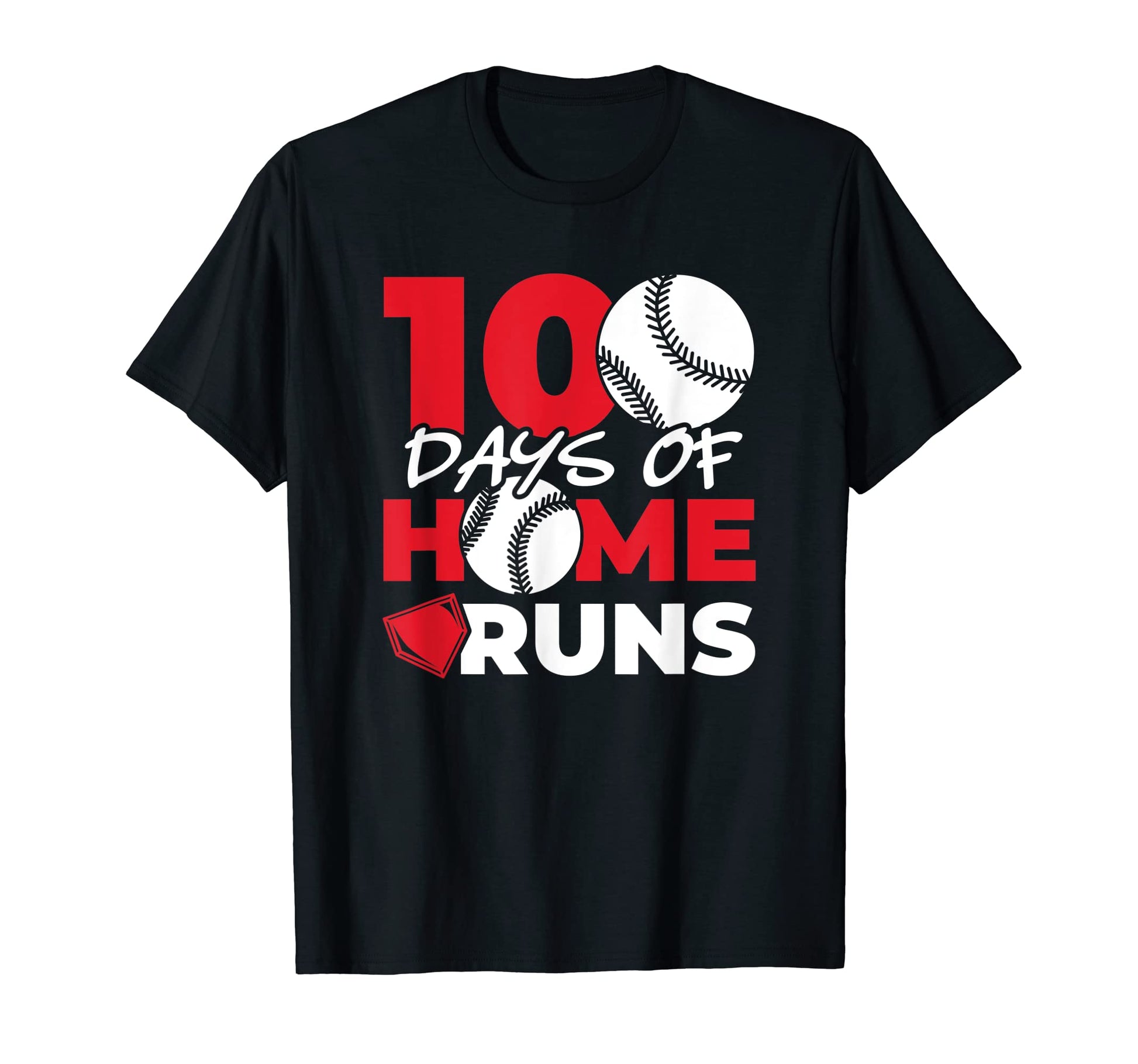100 Days Home Runs Baseball 100 Days School T-Shirt - Graphic Print Unisex - T-Shirt, Sweatshirt, Hoodie
