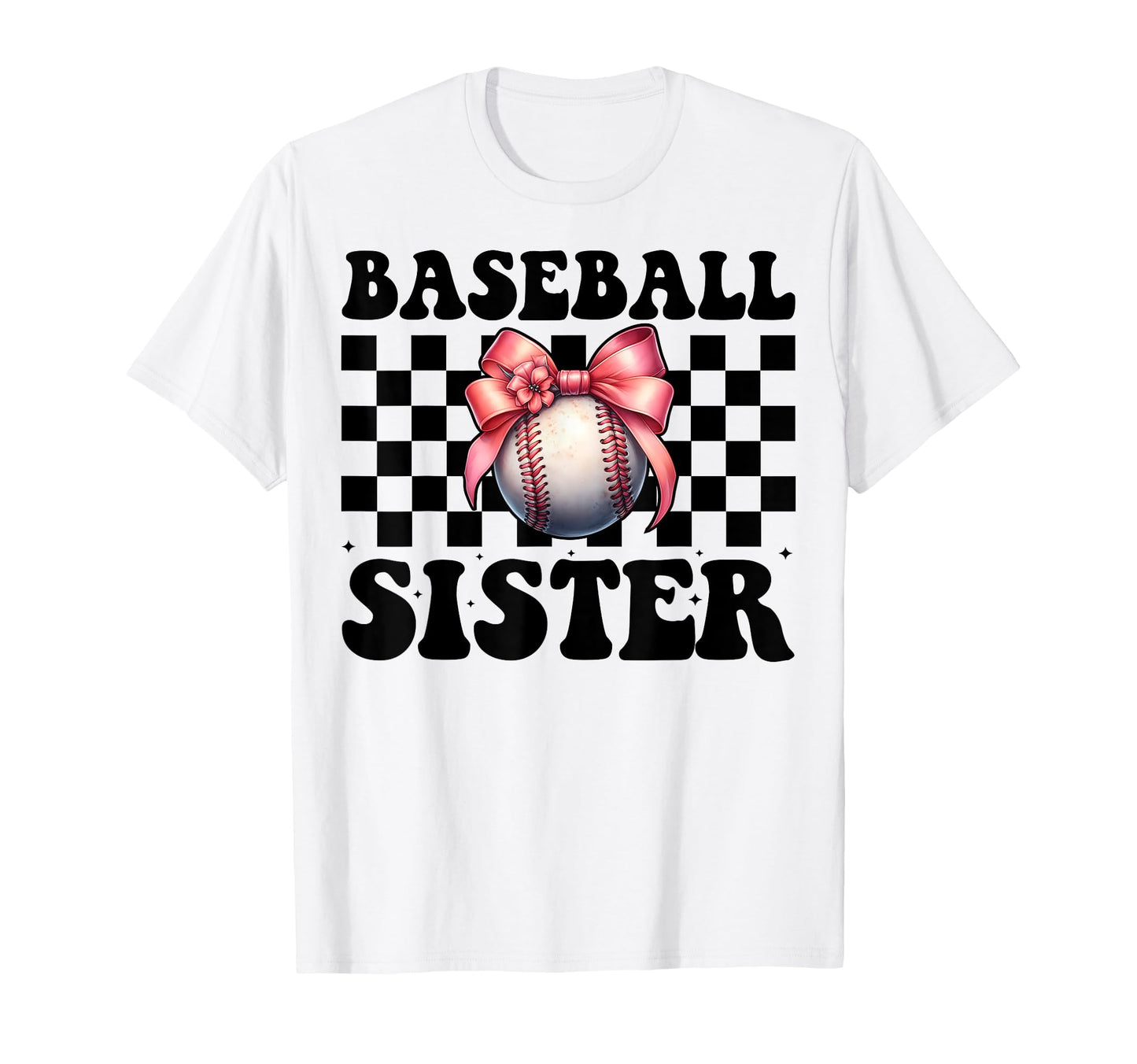 Baseball Sister Baseball Coquette Bow T-Shirt - Novelty Apparel for Adults - T-Shirt, Sweatshirt, Hoodie