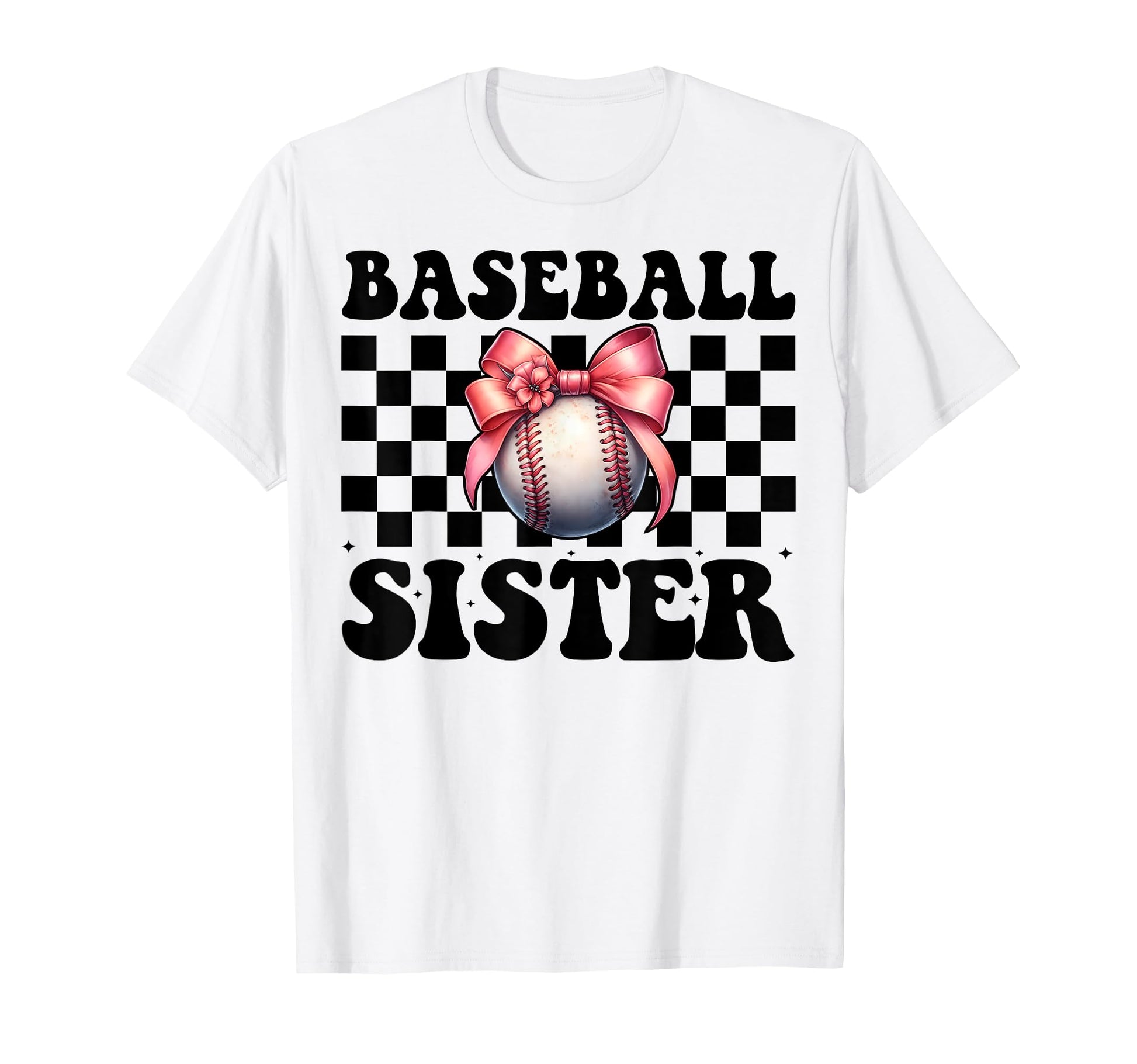 Baseball Sister Baseball Coquette Bow T-Shirt - Novelty Apparel for Adults - T-Shirt, Sweatshirt, Hoodie