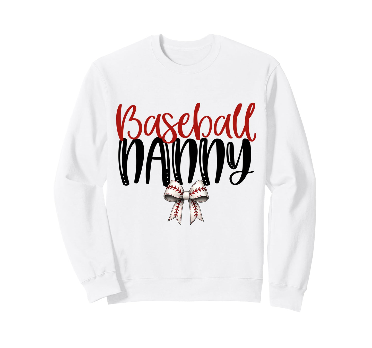 Baseball Nanny Coquette Bow Game Day Sweatshirt - Graphic Print Men Women - T-Shirt, Sweatshirt, Hoodie