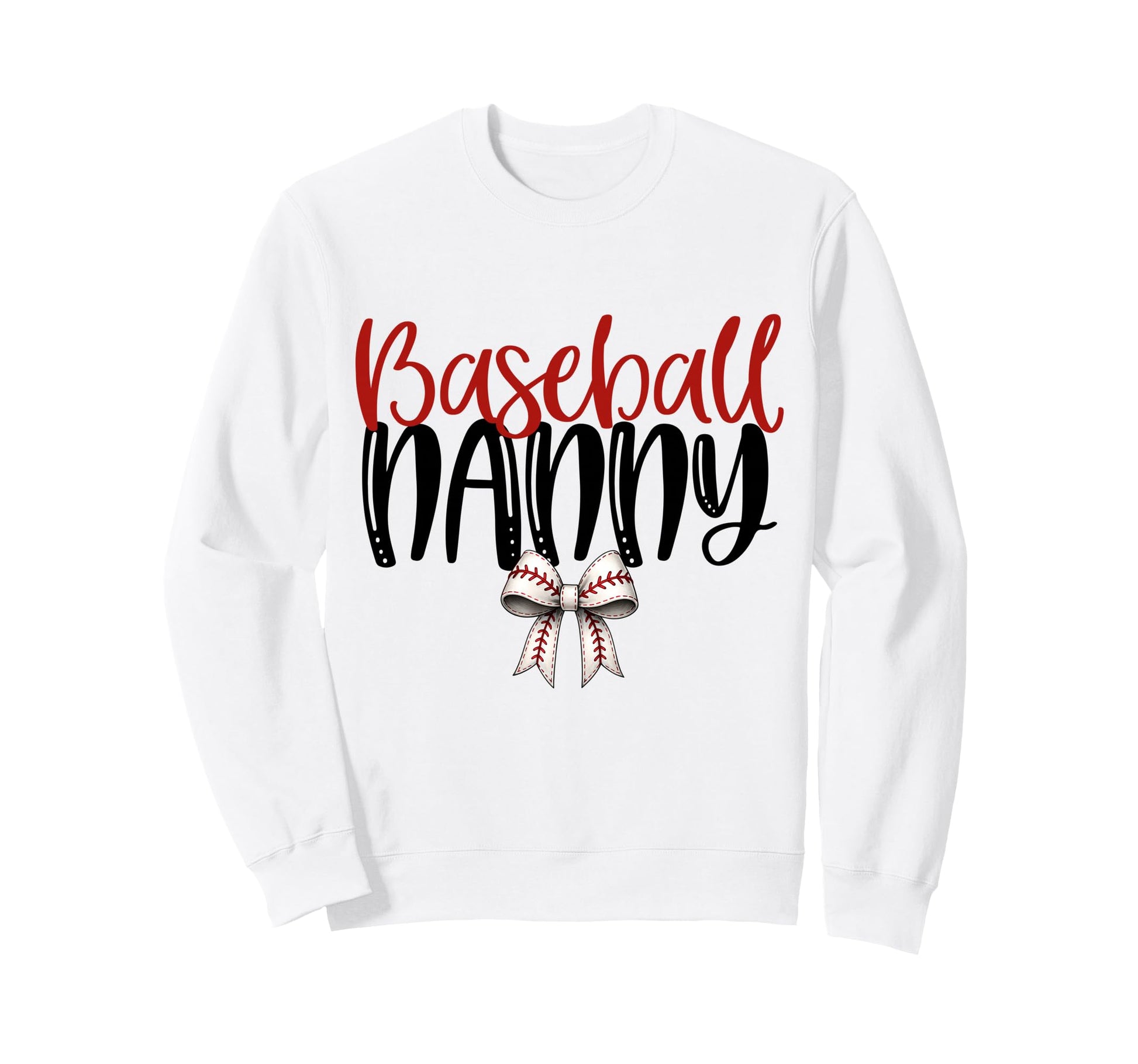 Baseball Nanny Coquette Bow Game Day Sweatshirt - Graphic Print Men Women - T-Shirt, Sweatshirt, Hoodie