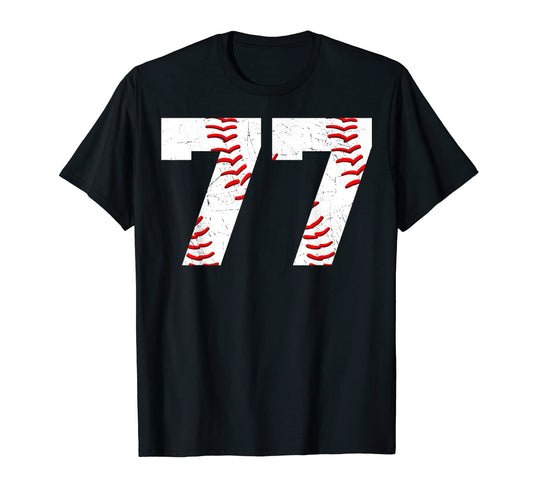 77 Birthday Baseball Theme Bday Party T-Shirt - Unique Graphic for Adults - T-Shirt, Sweatshirt, Hoodie