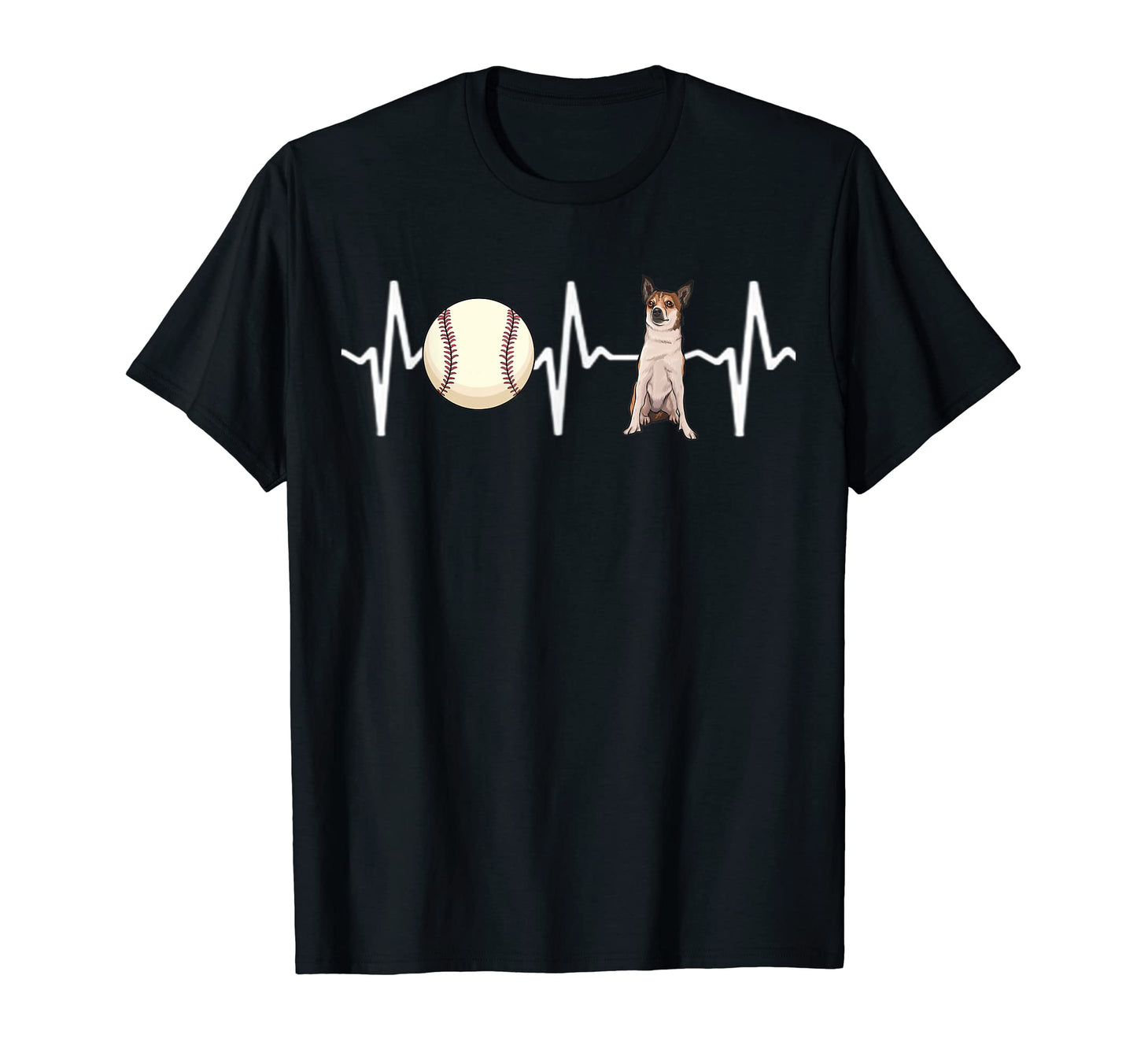 Baseball Norwegian Lundehund Heartbeat T-Shirt - Graphic Print Men Women - T-Shirt, Sweatshirt, Hoodie