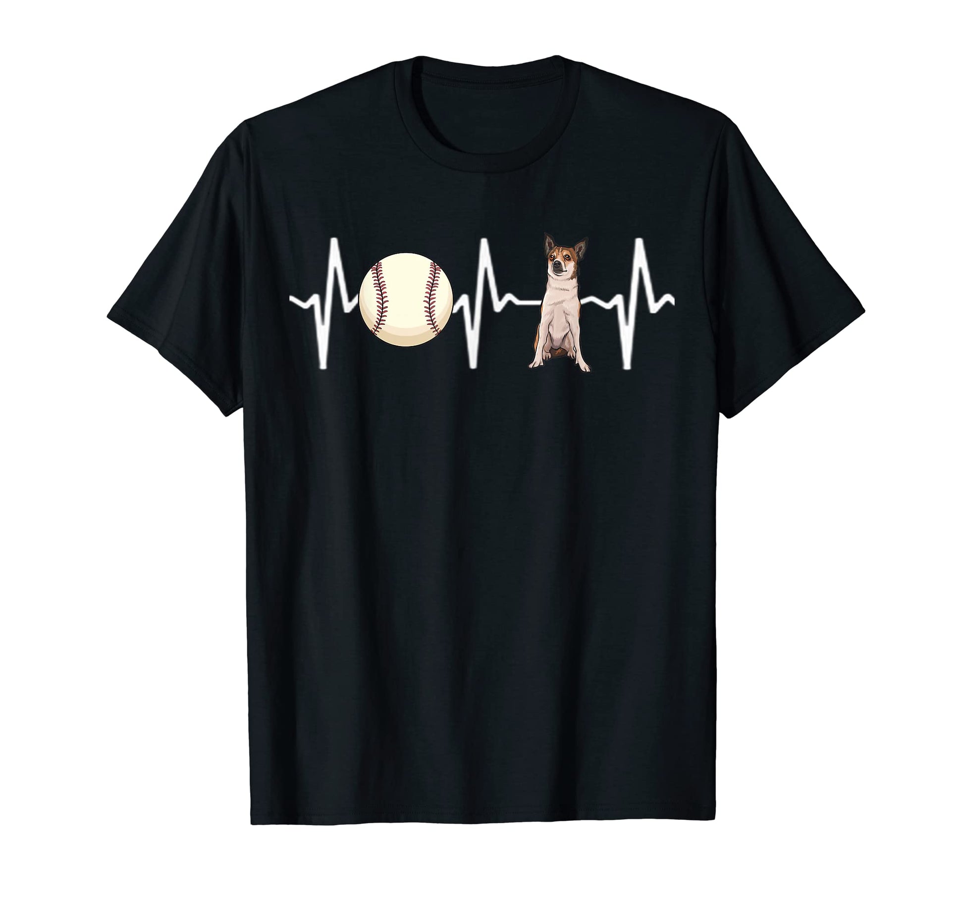 Baseball Norwegian Lundehund Heartbeat T-Shirt - Graphic Print Men Women - T-Shirt, Sweatshirt, Hoodie