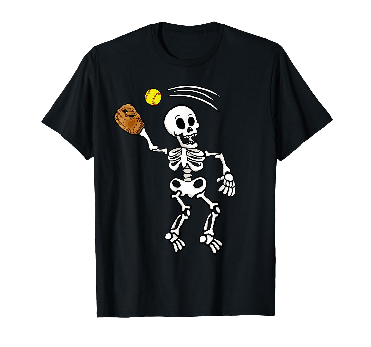 Softball Catcher Halloween Skeleton T-Shirt - Custom Art Print Men Women - T-Shirt, Sweatshirt, Hoodie