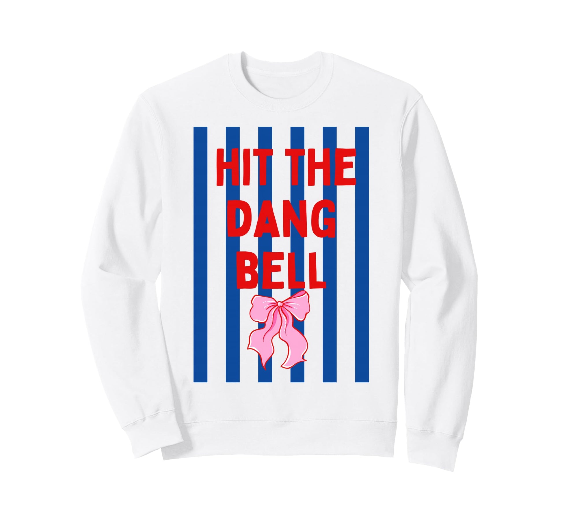 Striped Baseball Hit Dang Ball Bow Sweatshirt - Unique Graphic Men Women - T-Shirt, Sweatshirt, Hoodie