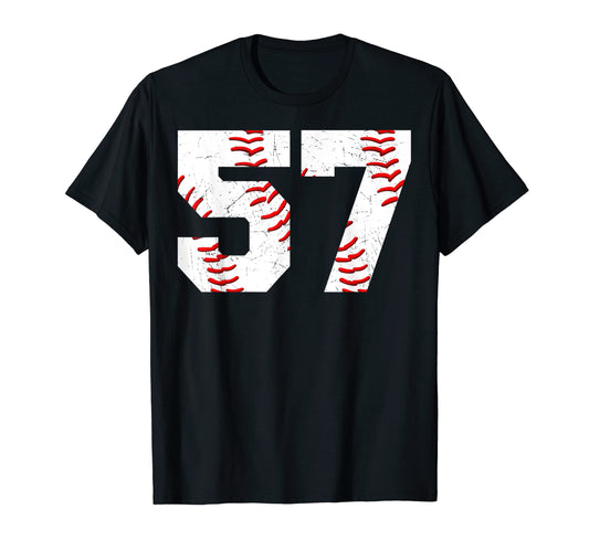 57 Birthday Baseball Theme Bday T-Shirt - Fun Novelty Design Men Women - T-Shirt, Sweatshirt, Hoodie