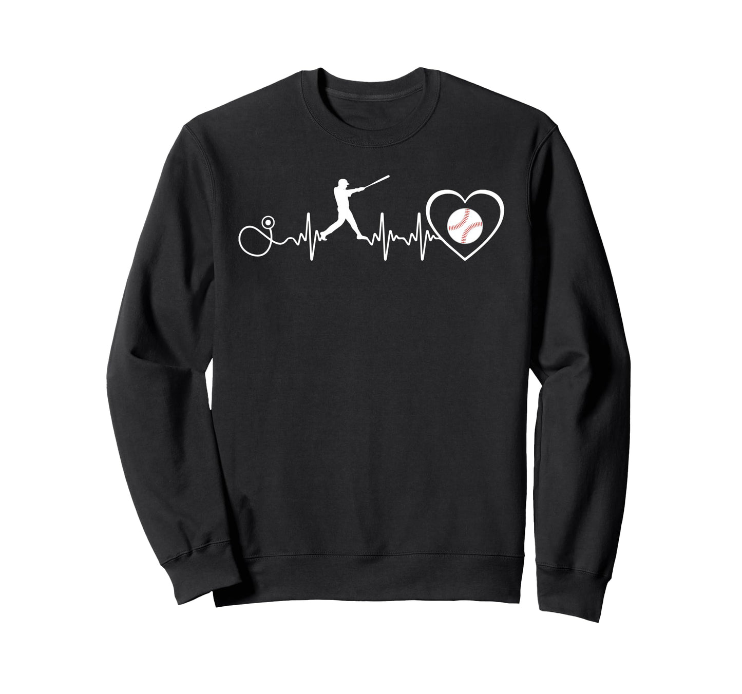 Baseball Heartbeat Pulse Funny Sweatshirt - Unique Graphic for Adults - T-Shirt, Sweatshirt, Hoodie