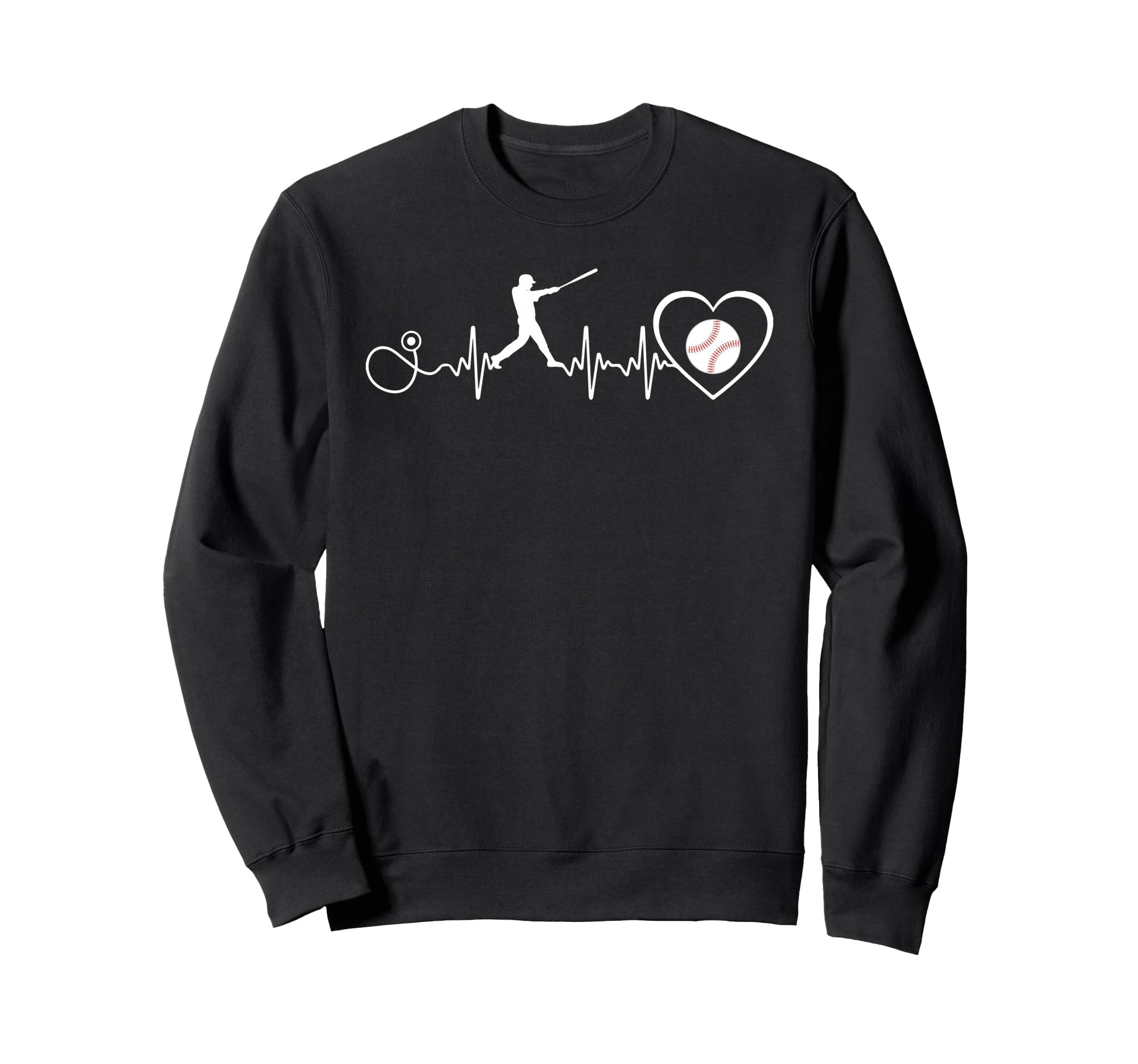 Baseball Heartbeat Pulse Funny Sweatshirt - Unique Graphic for Adults - T-Shirt, Sweatshirt, Hoodie