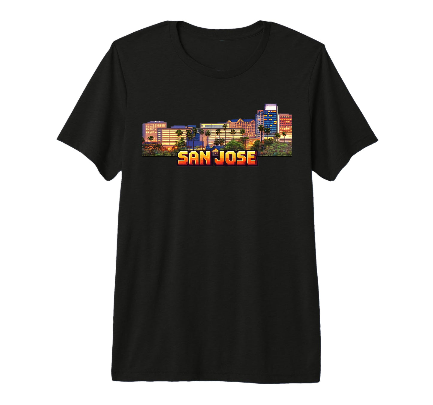 San Jose 8 Bit Video Arcade Gamer T-Shirt - Aesthetic Graphic for Adults - T-Shirt, Sweatshirt, Hoodie