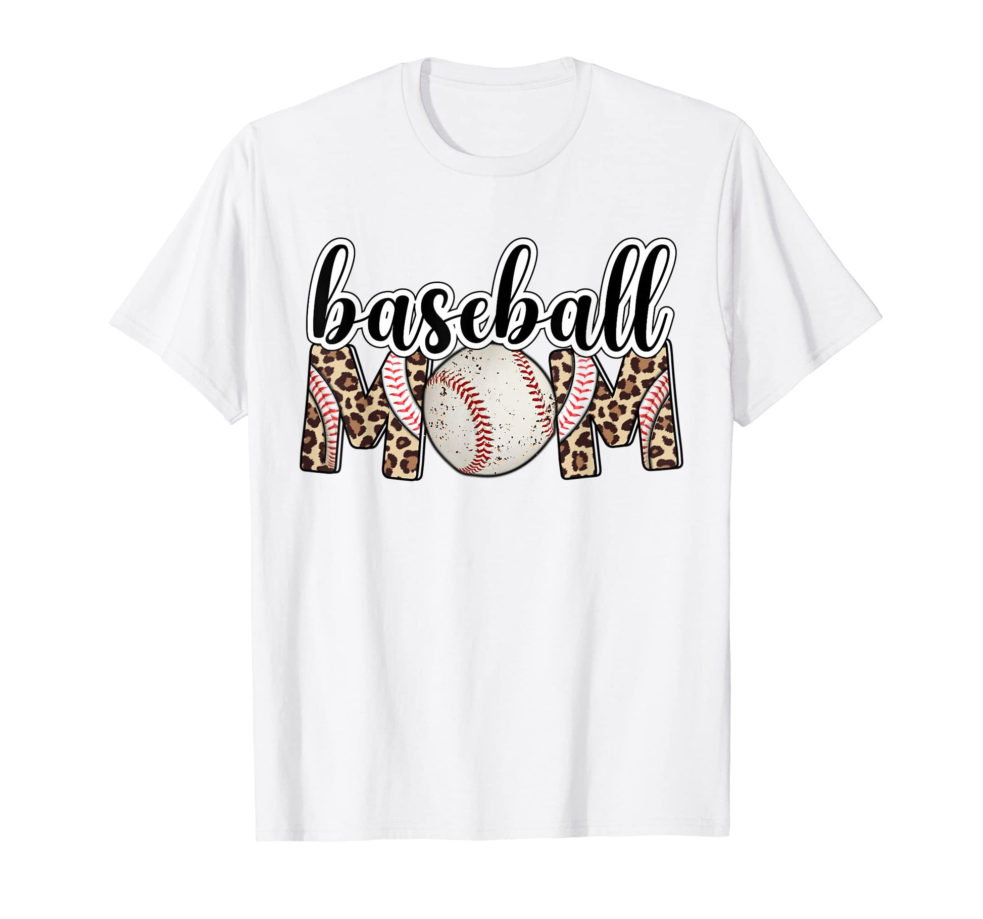 Softball Baseball Mom Leopard Mothers T-Shirt - Trendy Graphic for Adults - T-Shirt, Sweatshirt, Hoodie