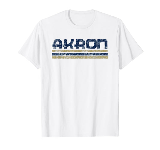 Akron Ohio Weathered Stripe Throwback T-Shirt - Minimalist Print for Adults - T-Shirt, Sweatshirt, Hoodie