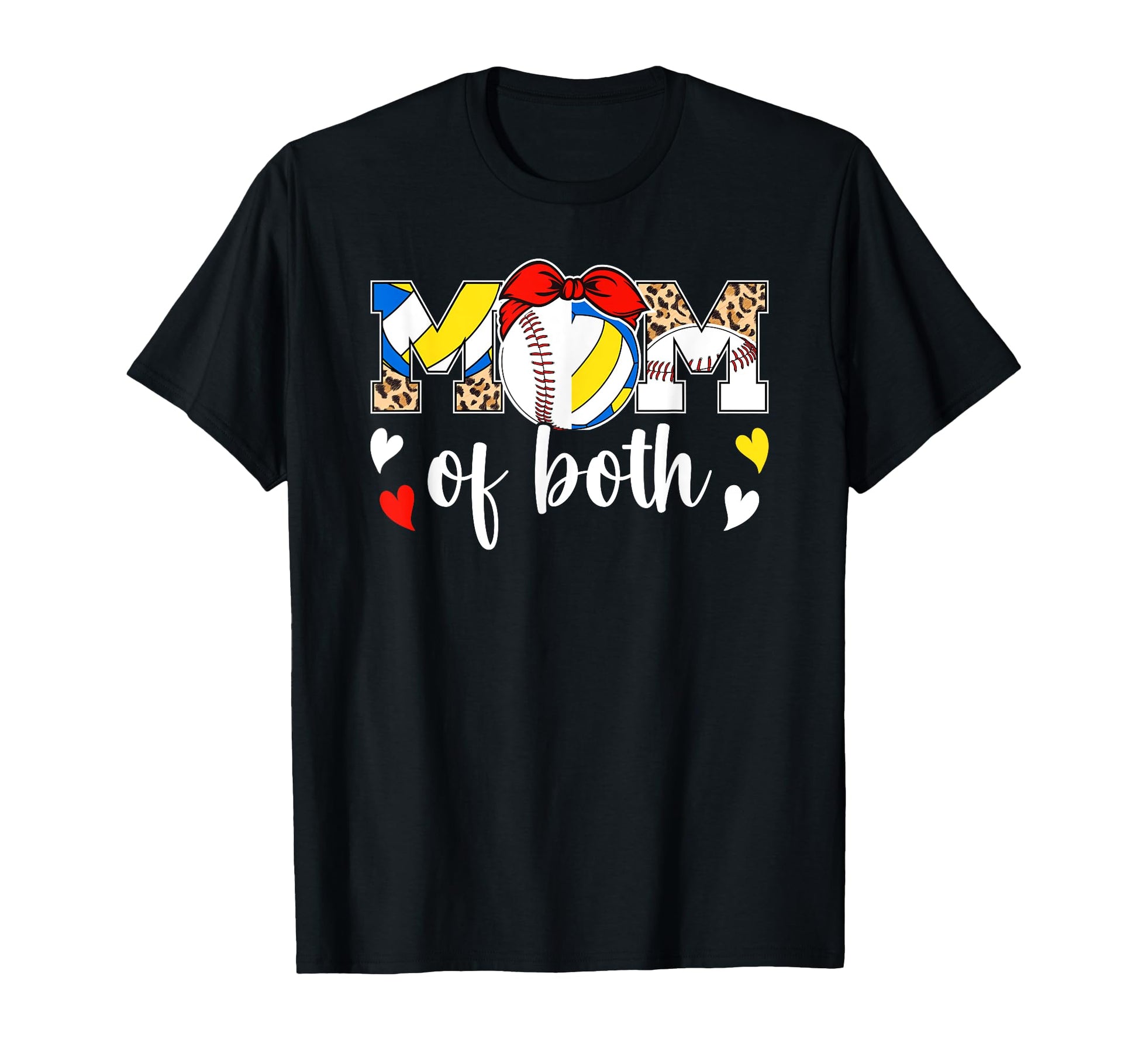 Mom Both Leopard Volleyball T-Shirt - Casual Everyday Wear for Adults - T-Shirt, Sweatshirt, Hoodie