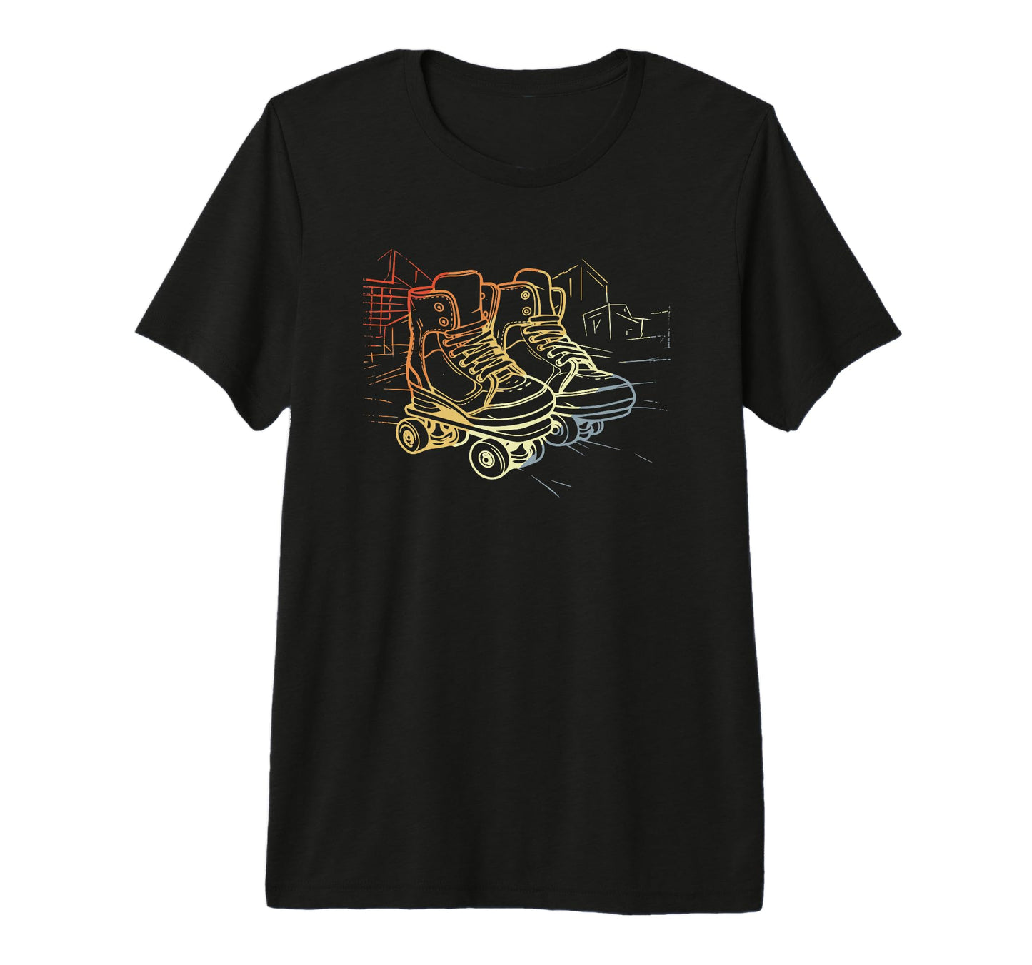 Roller Skates Drawing Tri Blend T-Shirt - Fun Novelty Design Men Women - T-Shirt, Sweatshirt, Hoodie