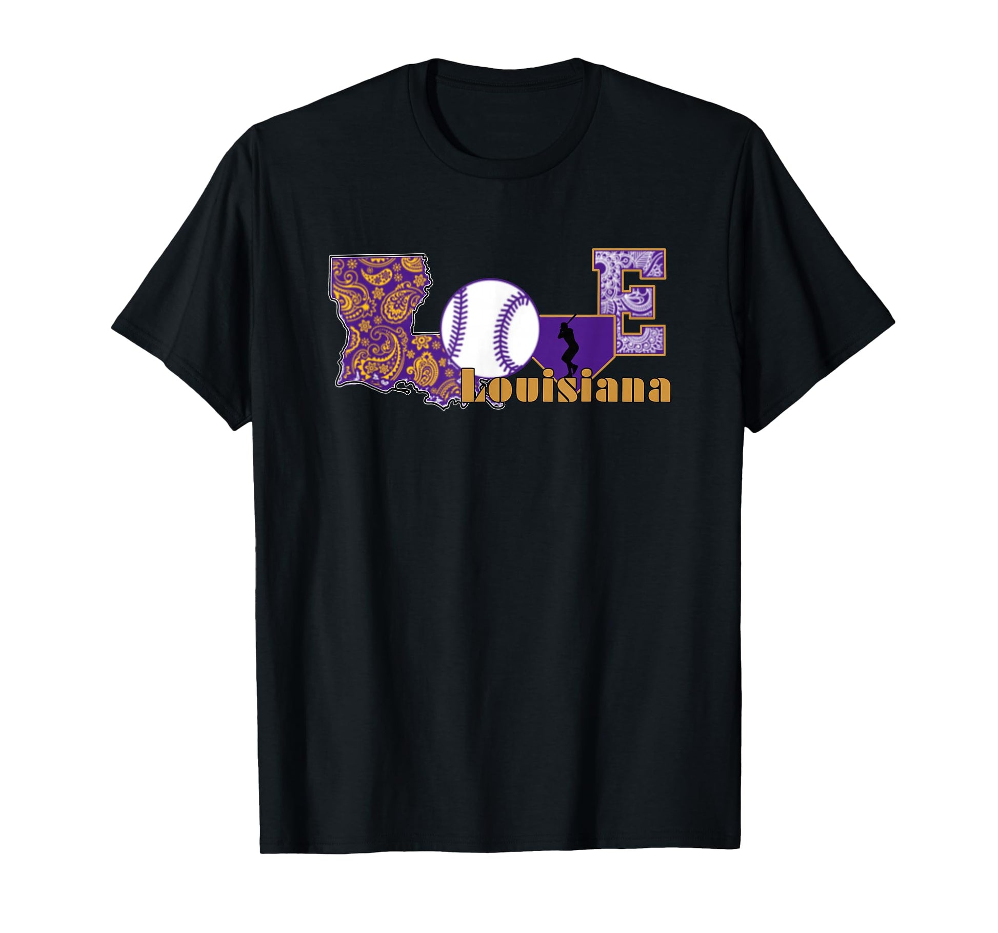 Love Louisiana Baseball Great Game T-Shirt - Custom Art Print for Adults - T-Shirt, Sweatshirt, Hoodie