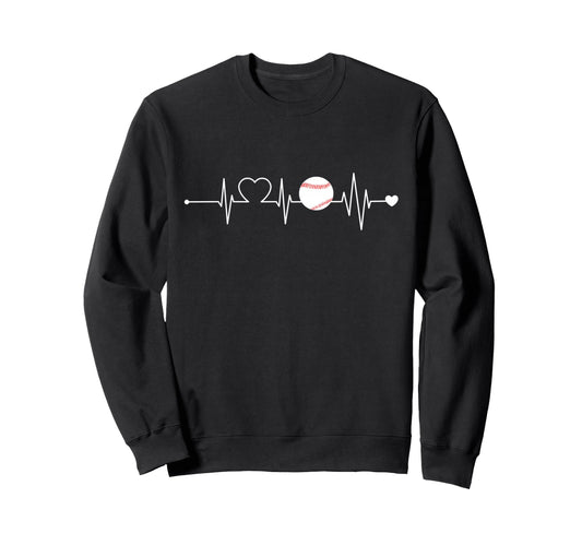 Baseball Heartbeat Baseball Player Sweatshirt - Fun Novelty Design Unisex - T-Shirt, Sweatshirt, Hoodie