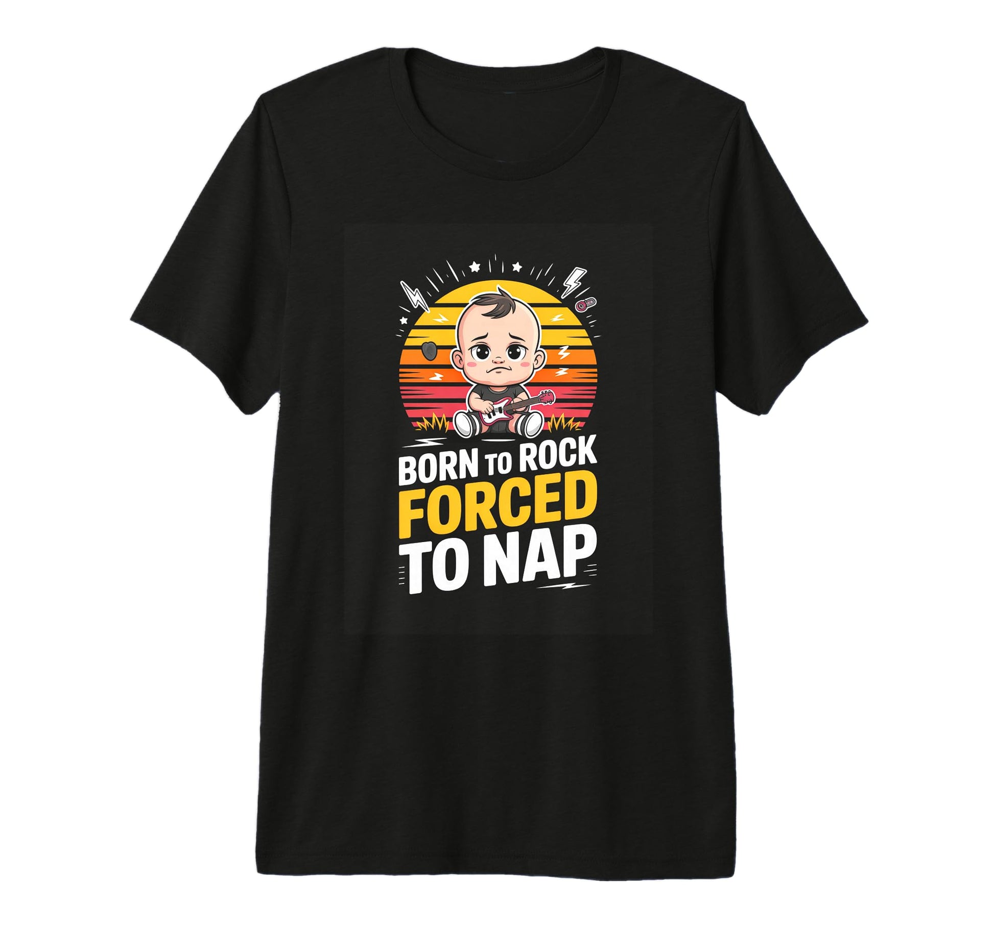 Born To Rock Forced To Nap Funny T-Shirt - Minimalist Print for Adults - T-Shirt, Sweatshirt, Hoodie
