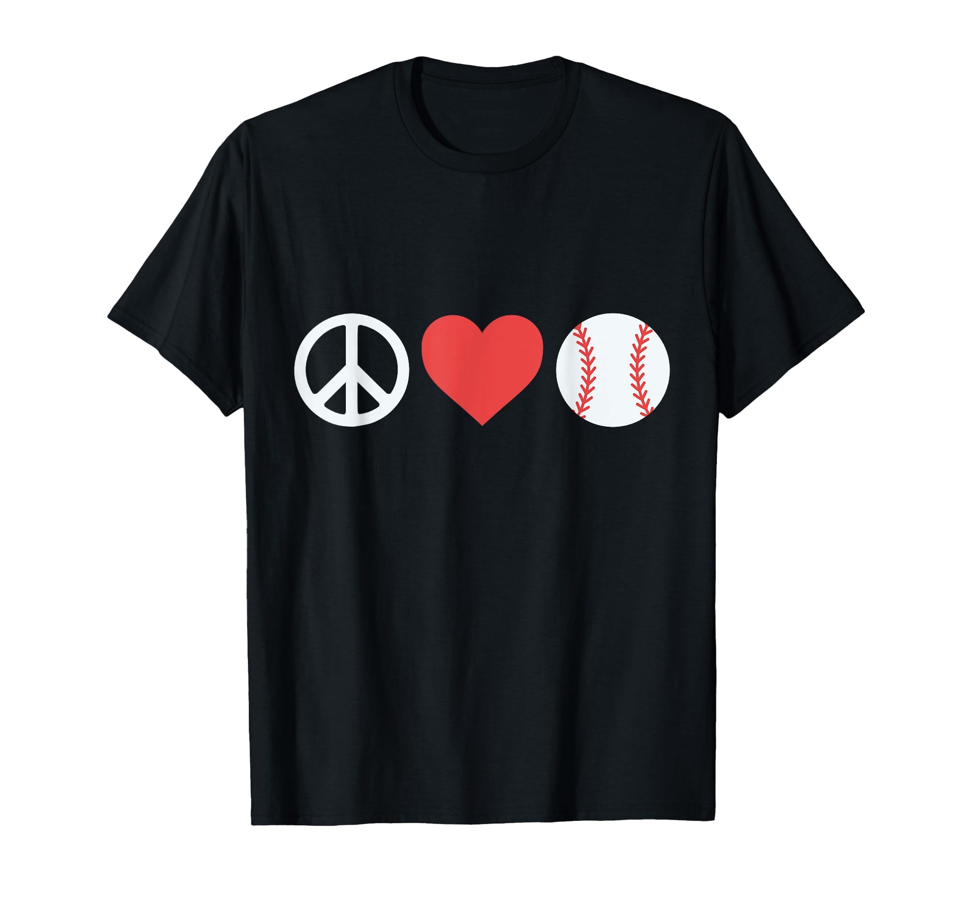Peace Love Baseball T-Shirt - Fun Novelty Design Unisex - T-Shirt, Sweatshirt, Hoodie