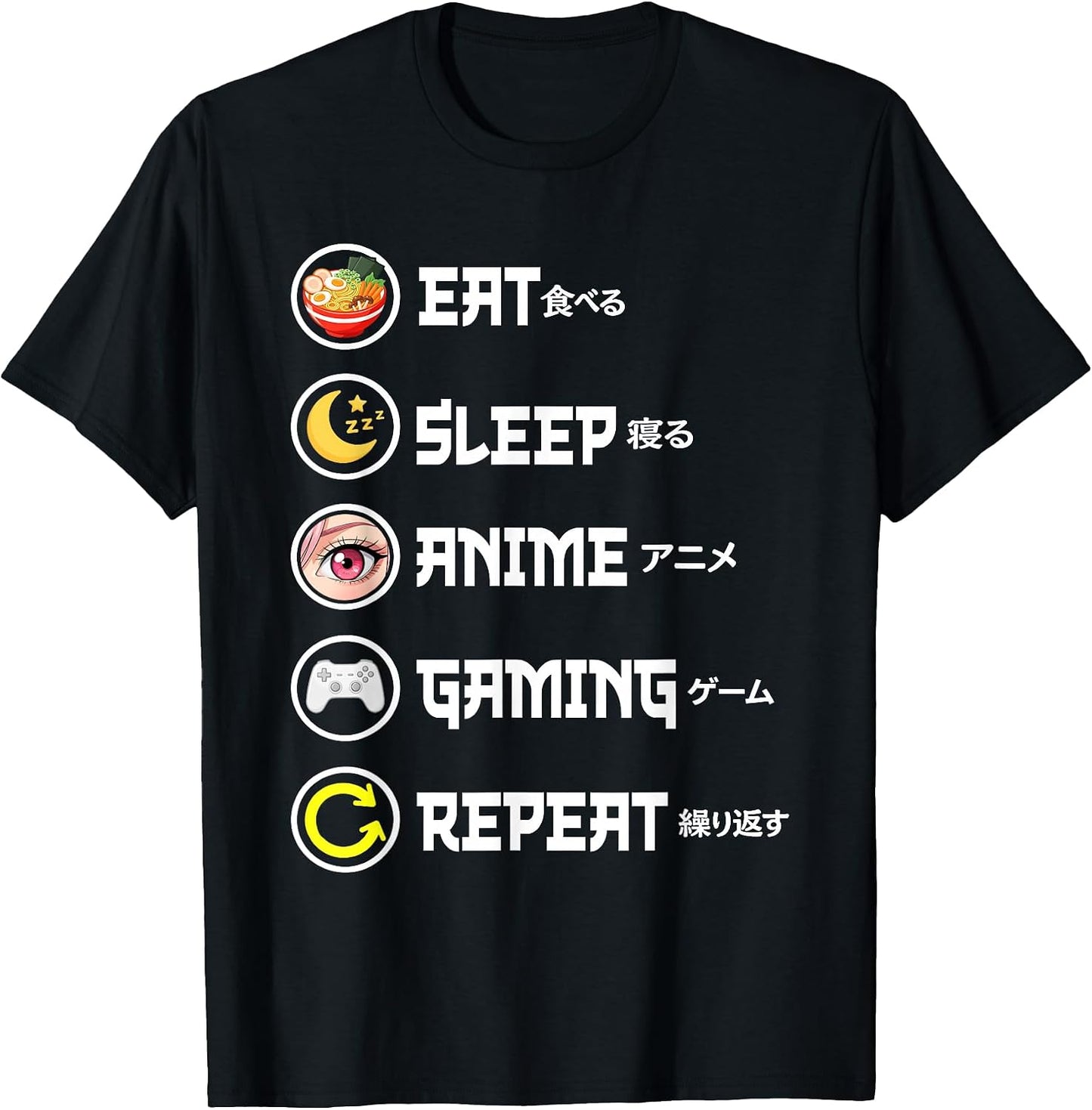 Kawaii Anime Merch Eat Sleep Gaming Repeat - Adult & Kids T-Shirts, Sweatshirts & Hoodies apparel design preview 1