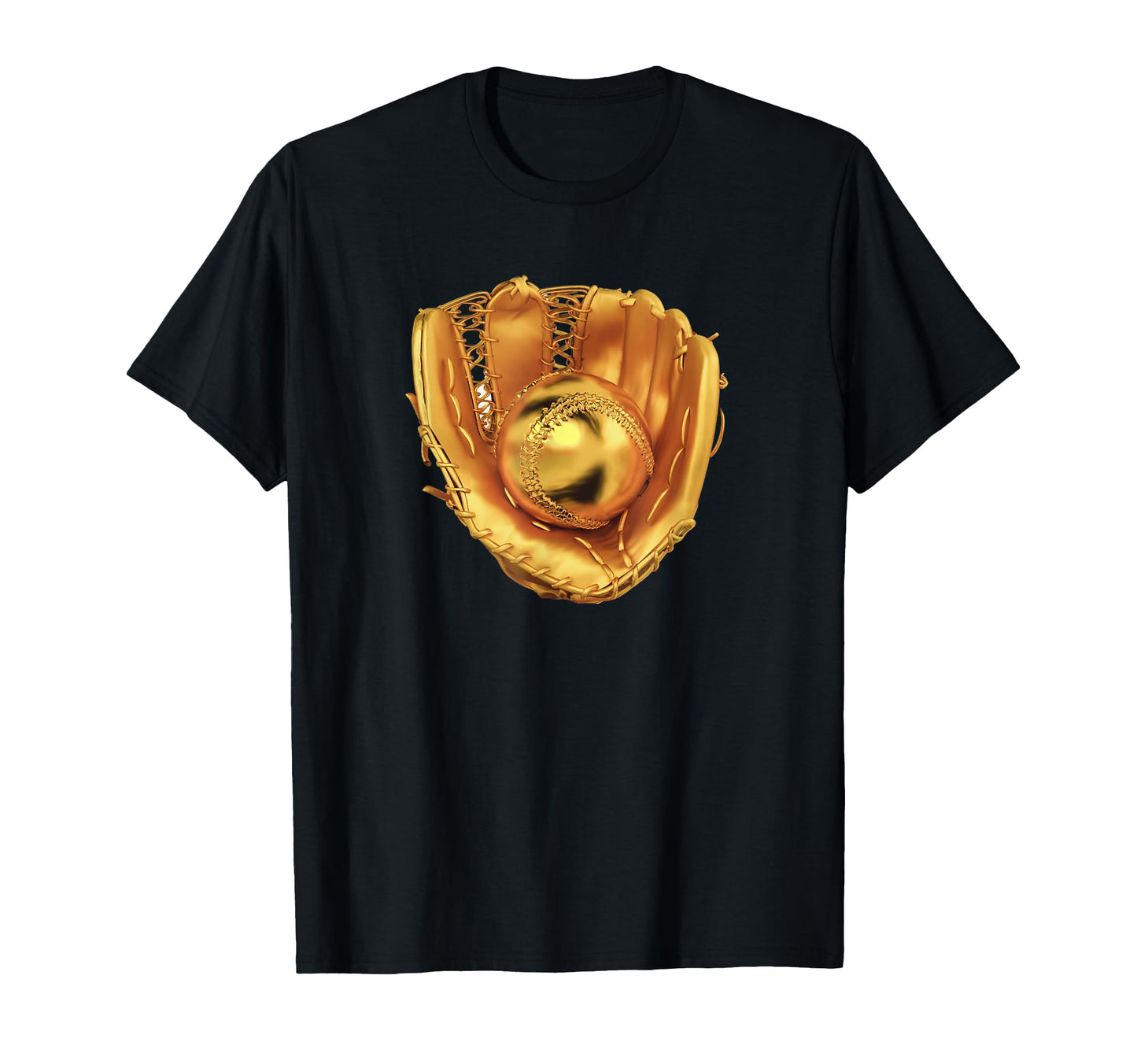 Gold Baseball Glove Ball Trophy Gold T-Shirt - Novelty Apparel Unisex - T-Shirt, Sweatshirt, Hoodie