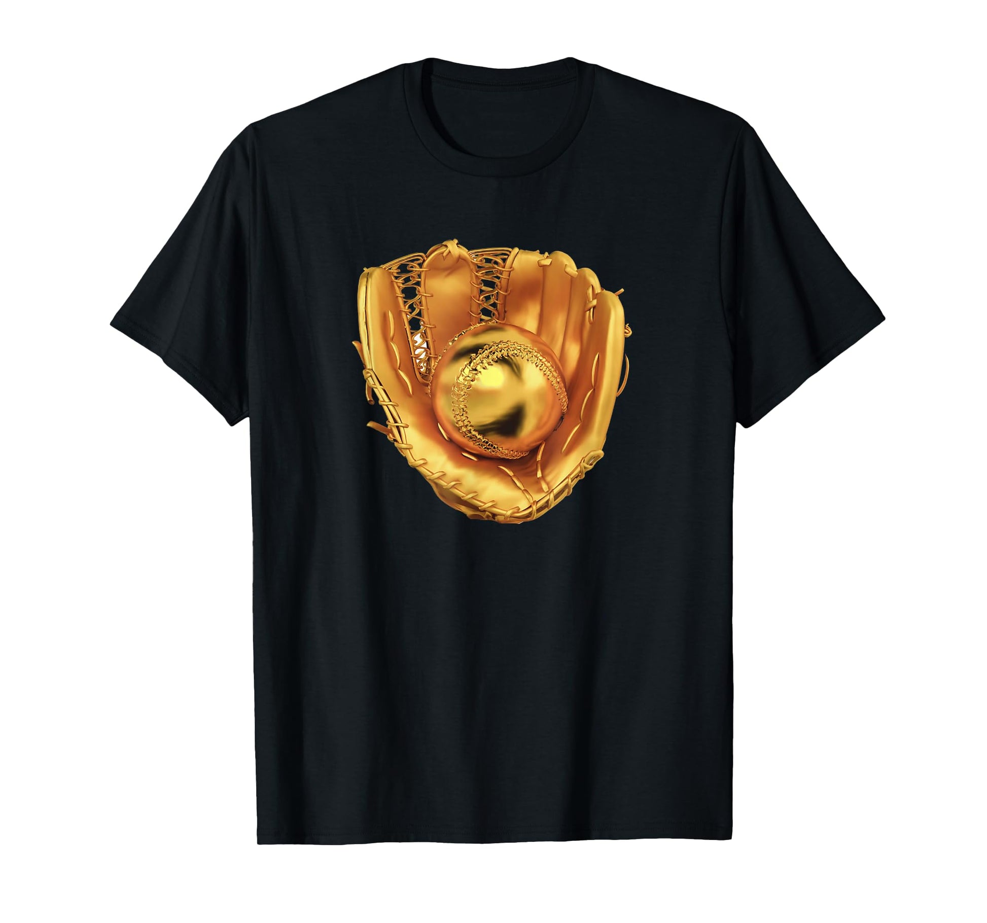 Gold Baseball Glove Ball Trophy Gold T-Shirt - Novelty Apparel Unisex - T-Shirt, Sweatshirt, Hoodie