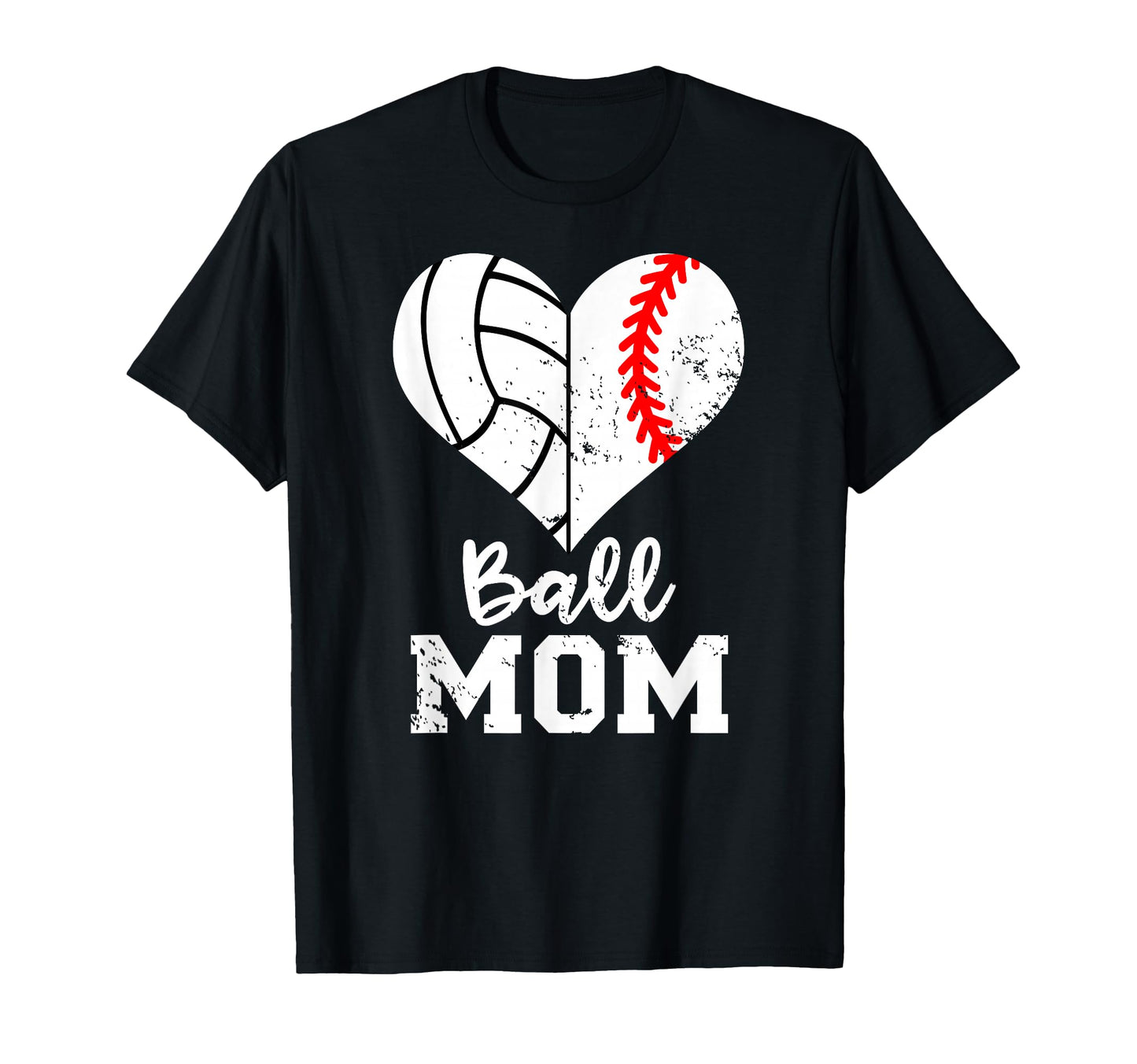 Ball Mom Heart Funny Baseball T-Shirt - Streetwear Style Men Women - T-Shirt, Sweatshirt, Hoodie